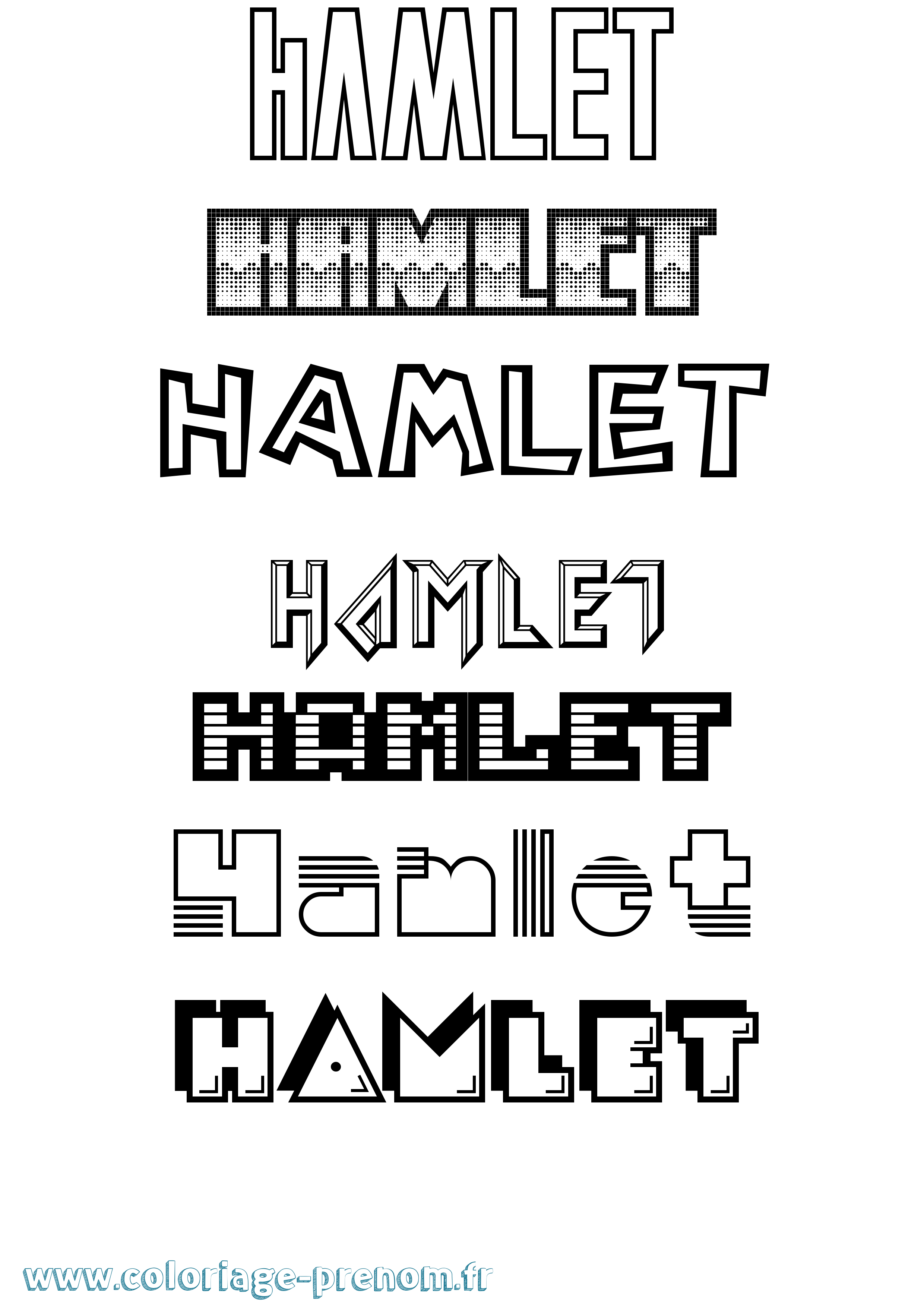 Coloriage prénom Hamlet Jeux Vidéos