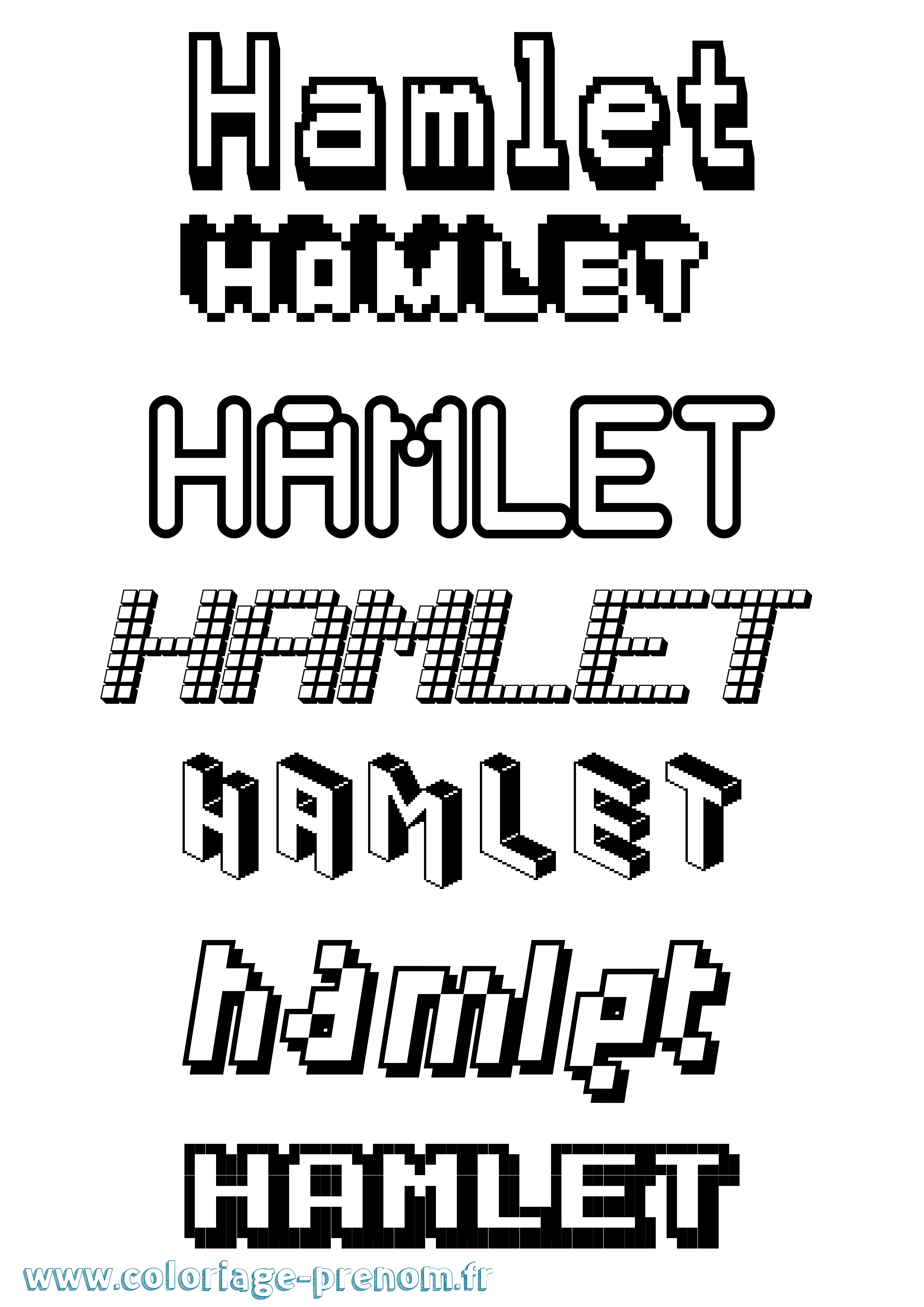Coloriage prénom Hamlet Pixel