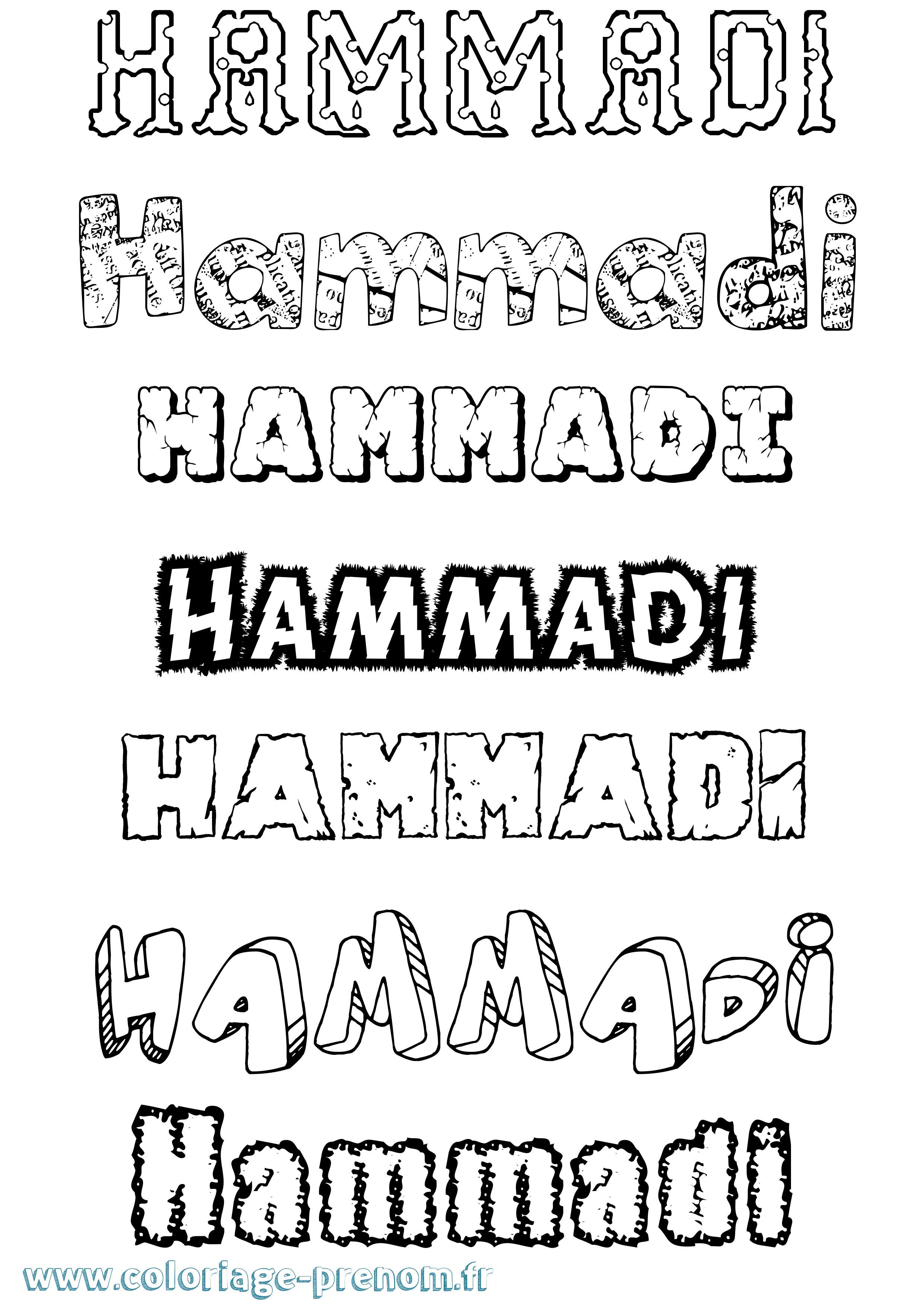 Coloriage prénom Hammadi Destructuré
