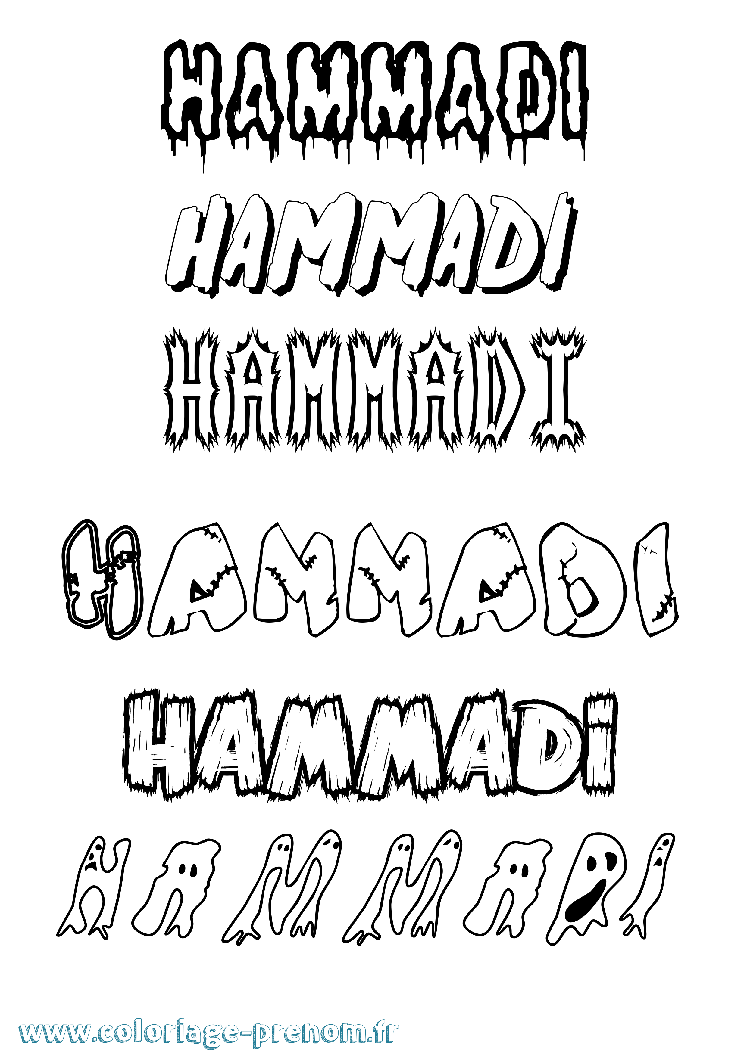Coloriage prénom Hammadi Frisson