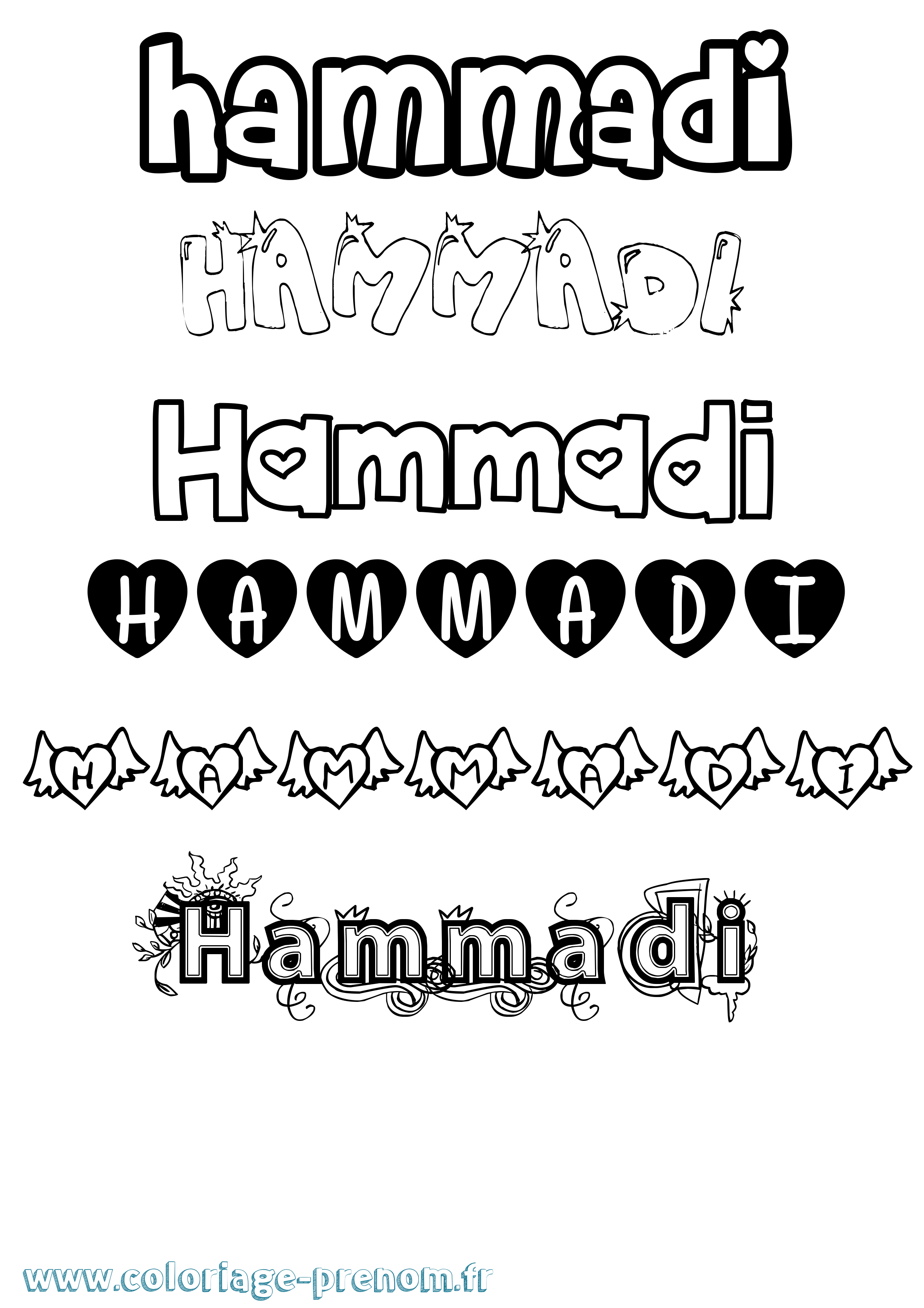 Coloriage prénom Hammadi Girly
