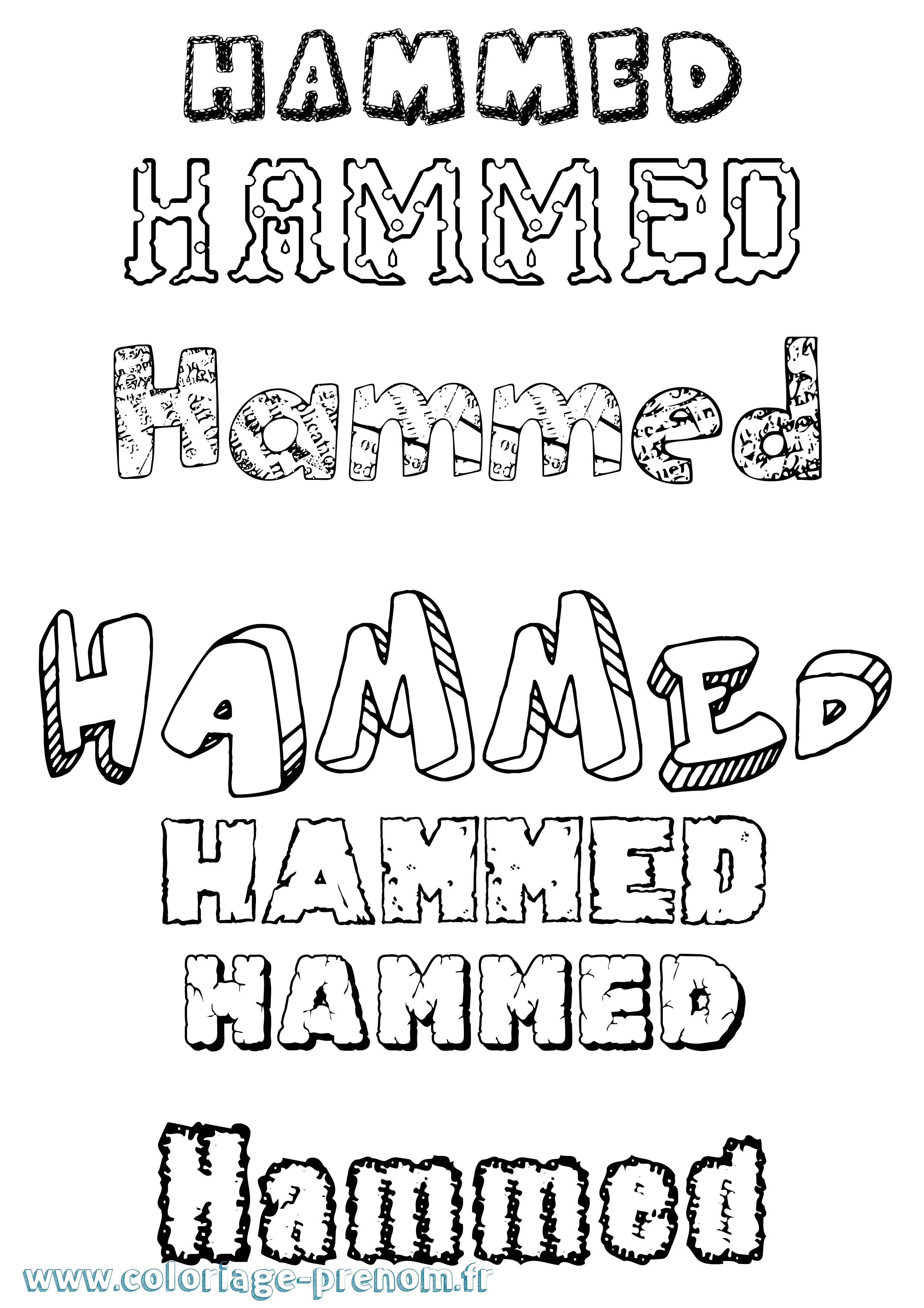 Coloriage prénom Hammed Destructuré