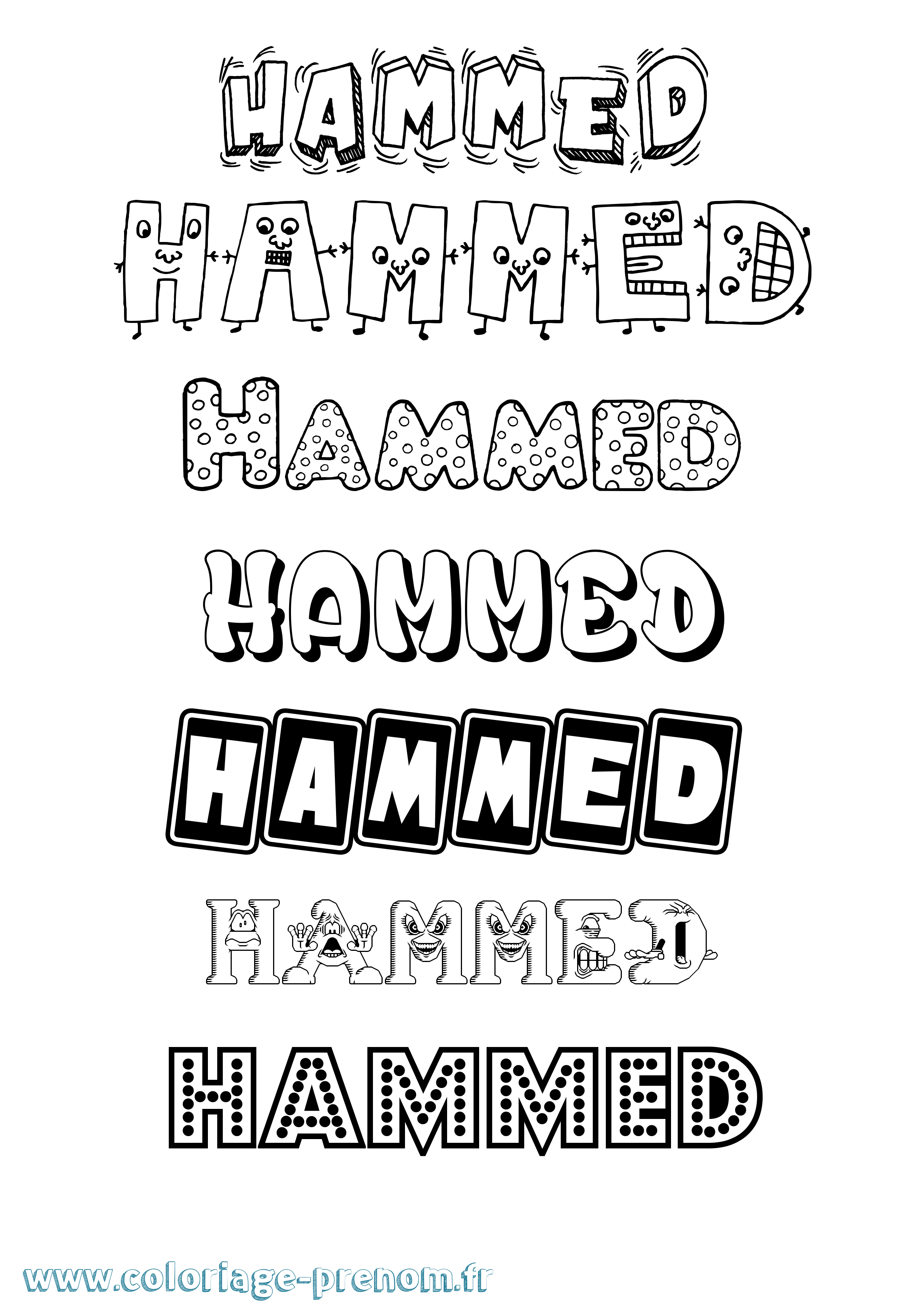 Coloriage prénom Hammed Fun