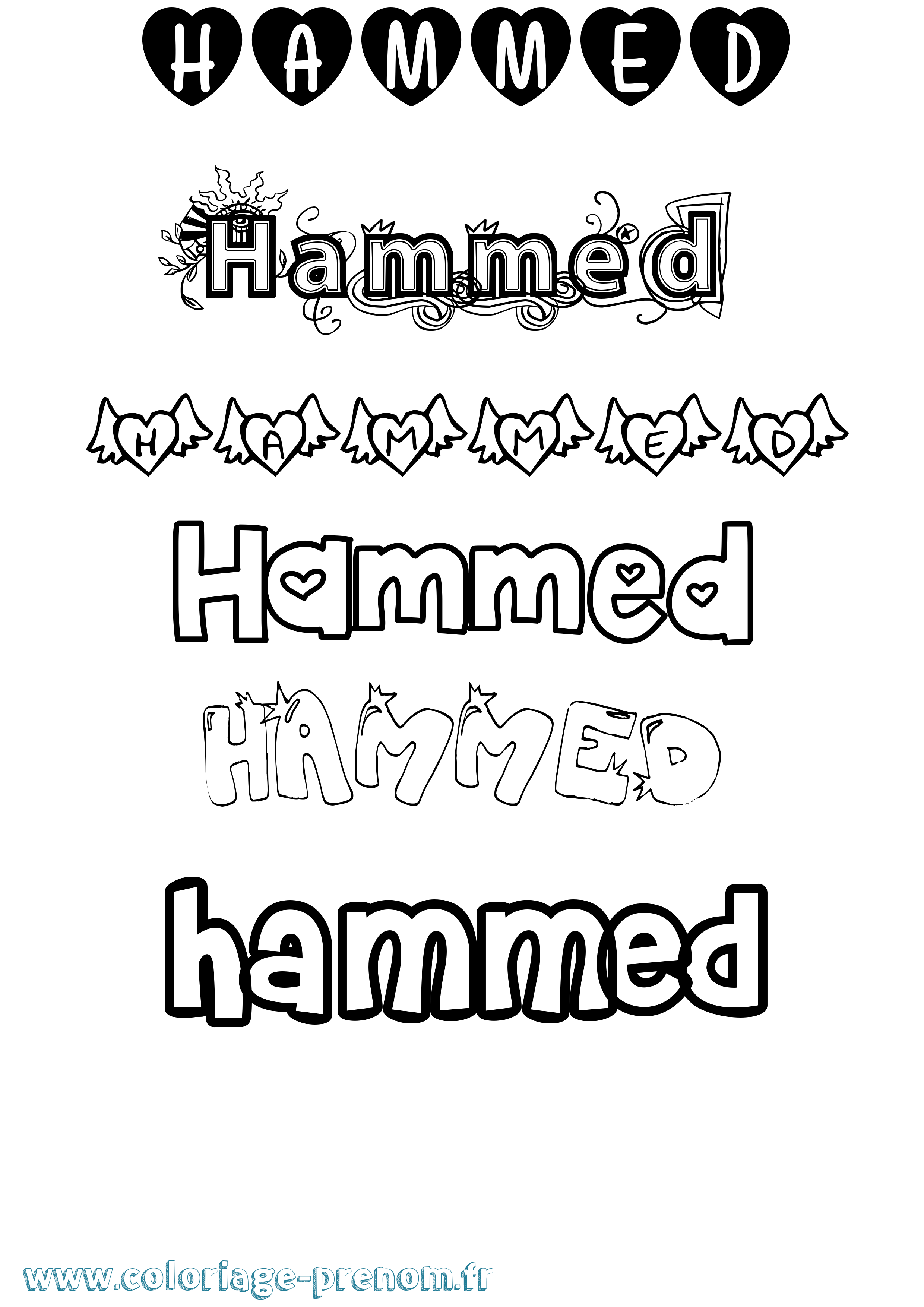 Coloriage prénom Hammed Girly