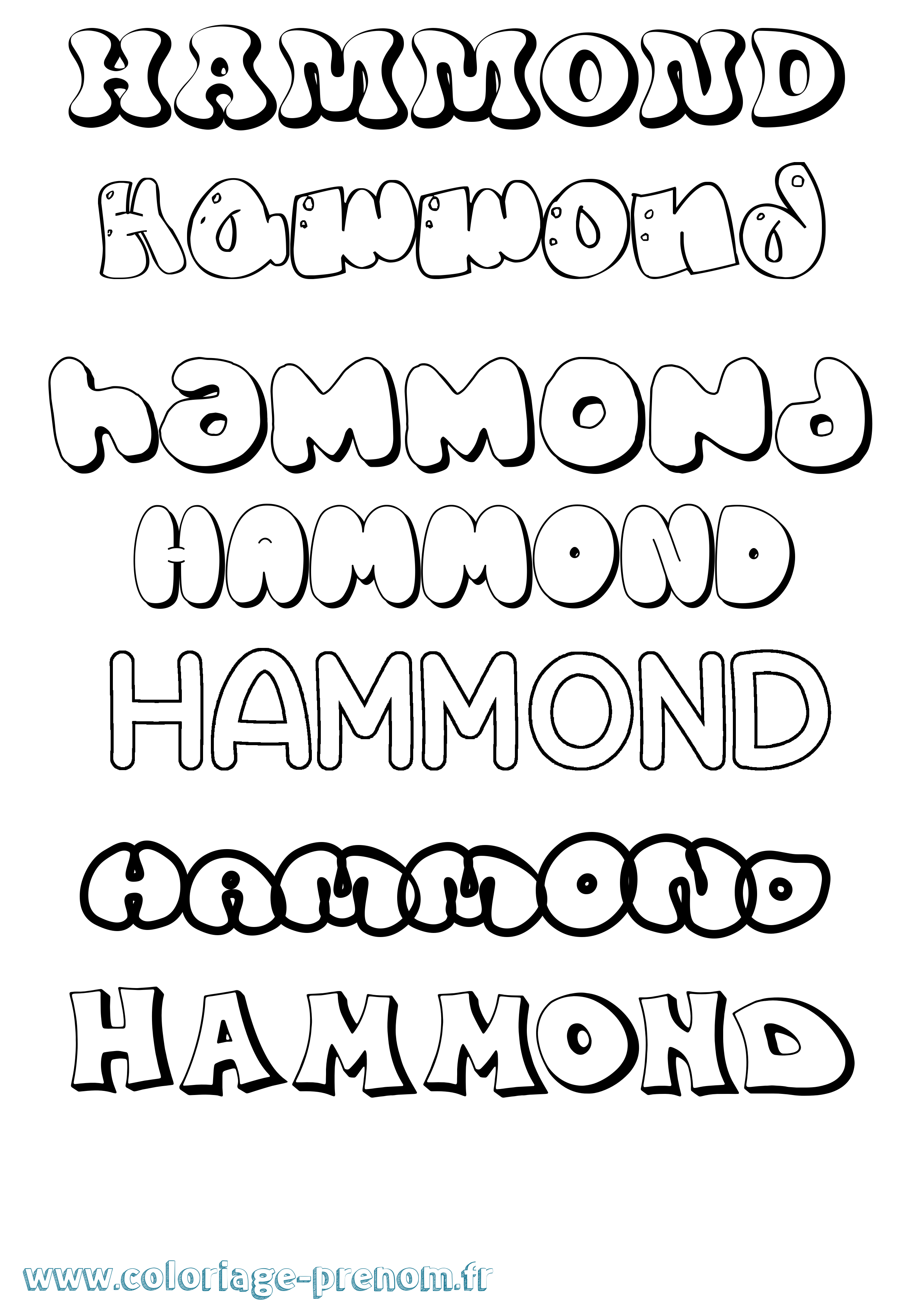 Coloriage Hammond Bubble Coloriage prénom Hammond Bubble