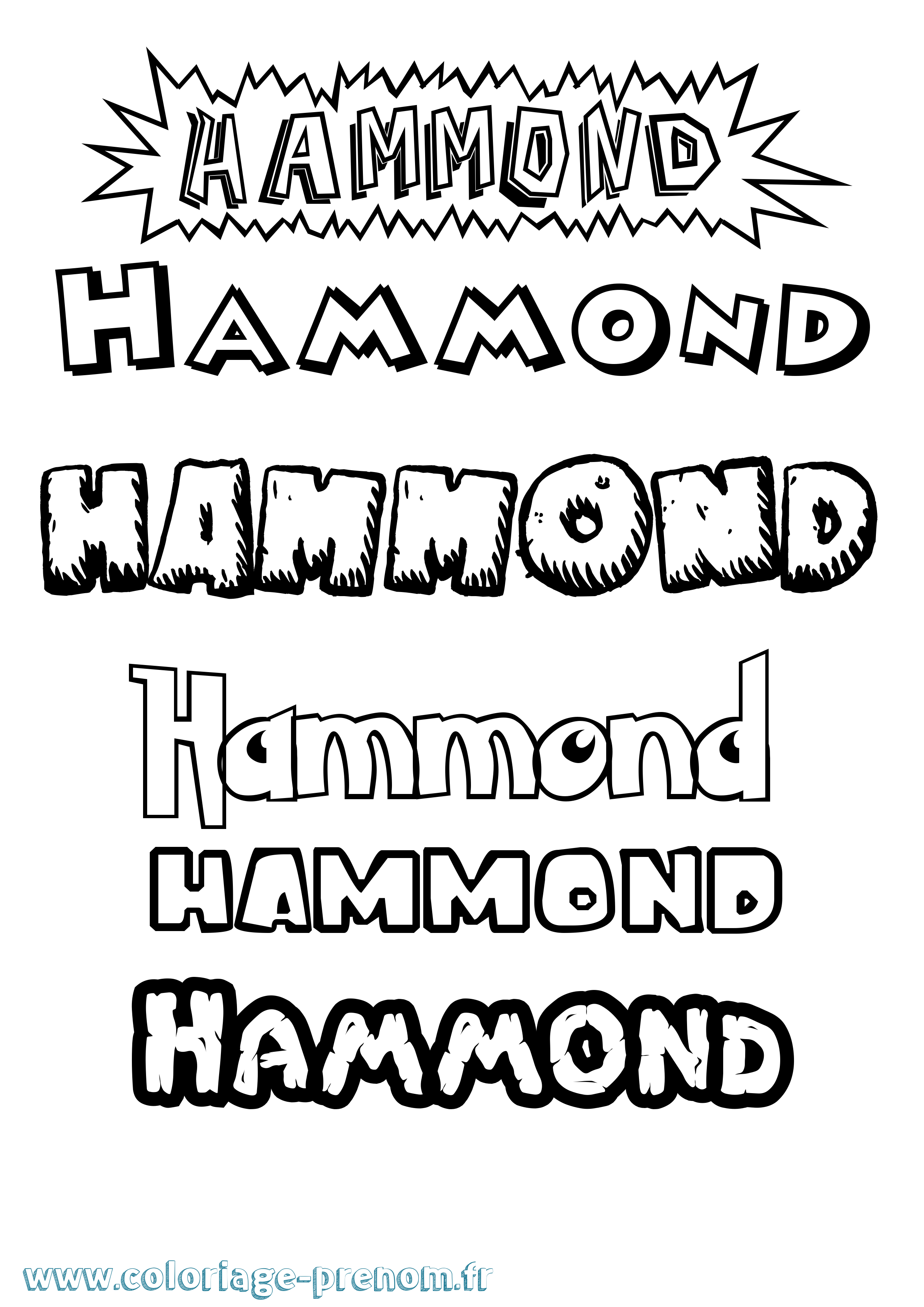 Coloriage Hammond Dessin Animé Coloriage prénom Hammond Dessin Animé