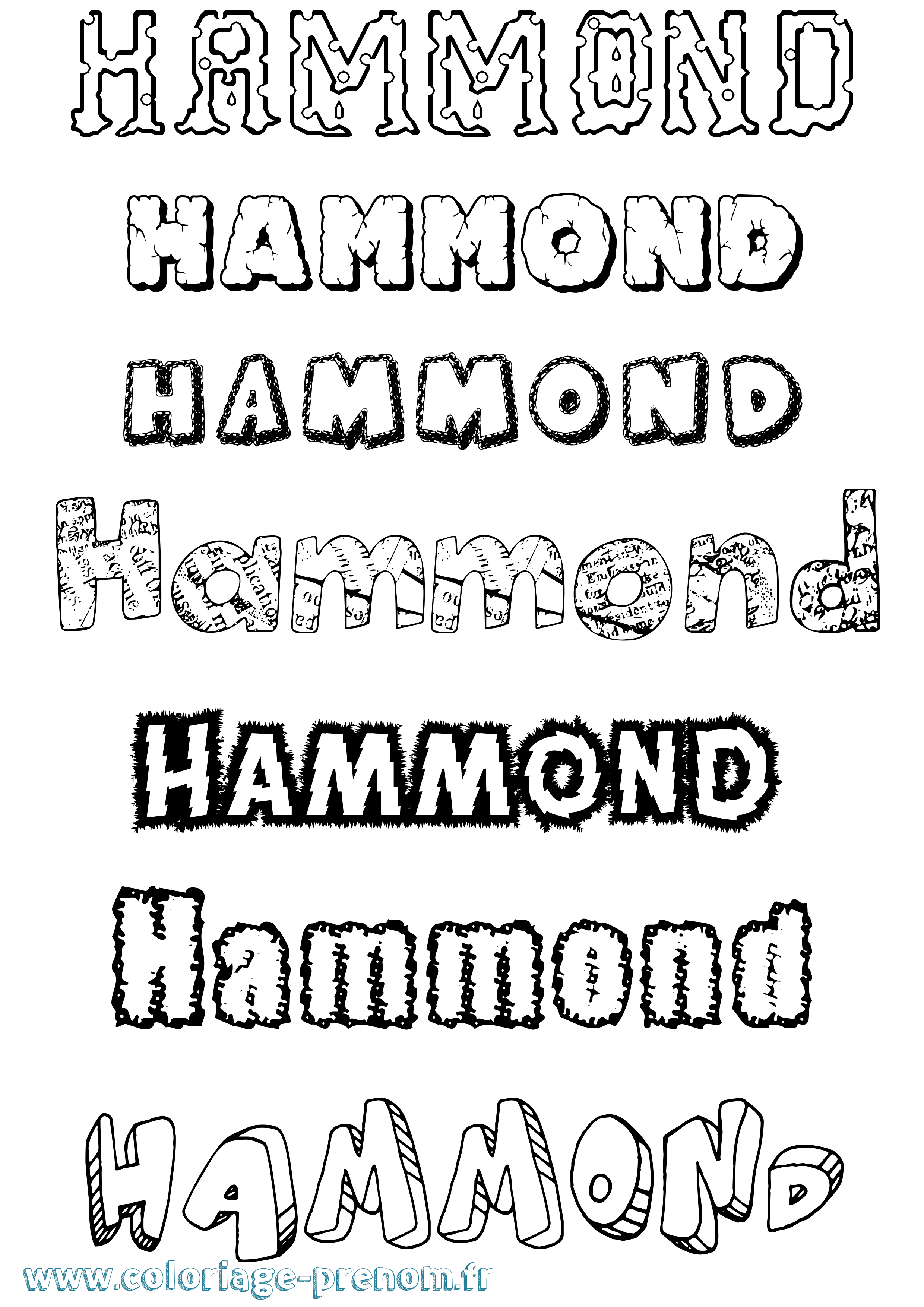 Coloriage Hammond Destructuré Coloriage prénom Hammond Destructuré