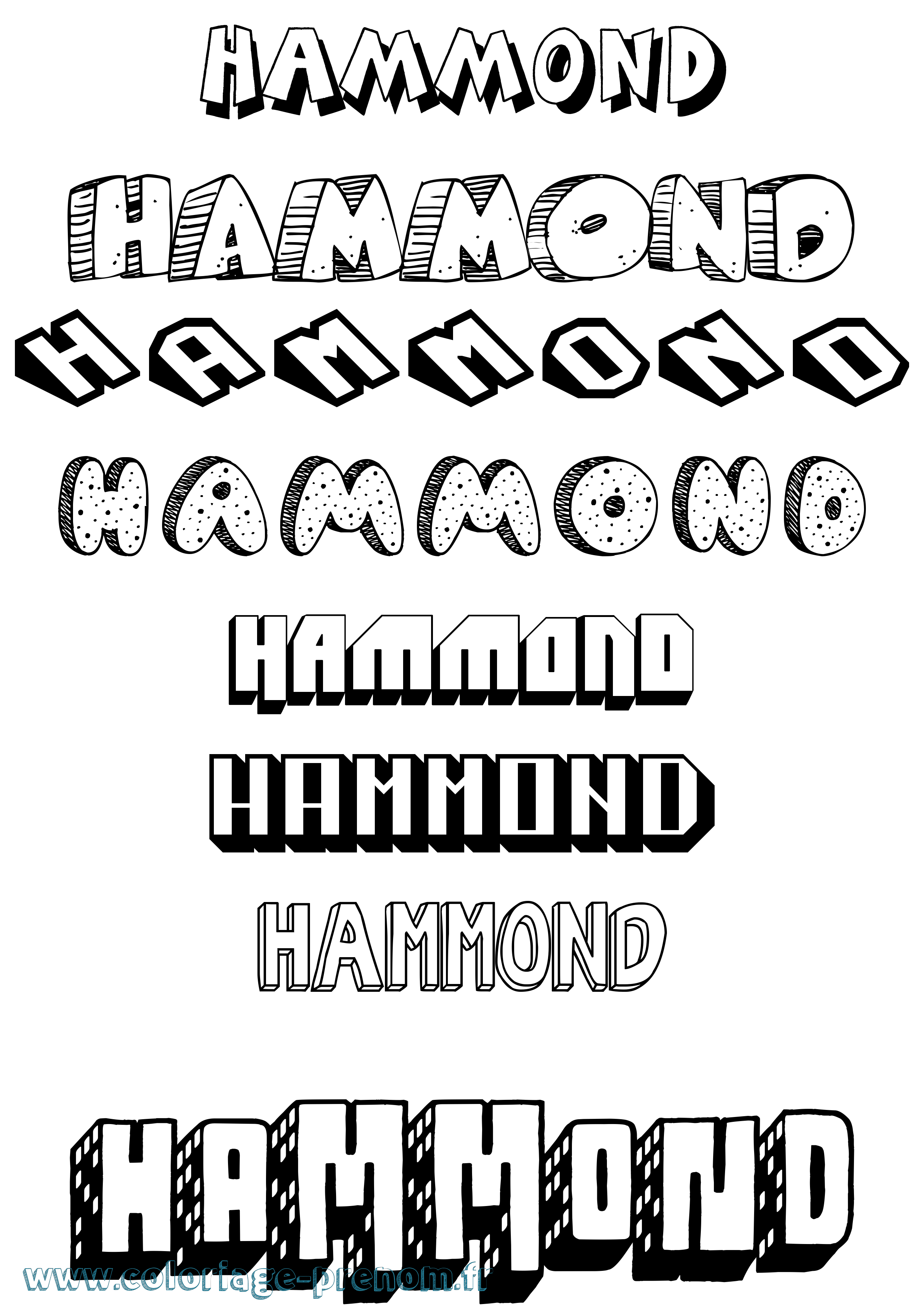 Coloriage Hammond Effet 3D Coloriage prénom Hammond Effet 3D