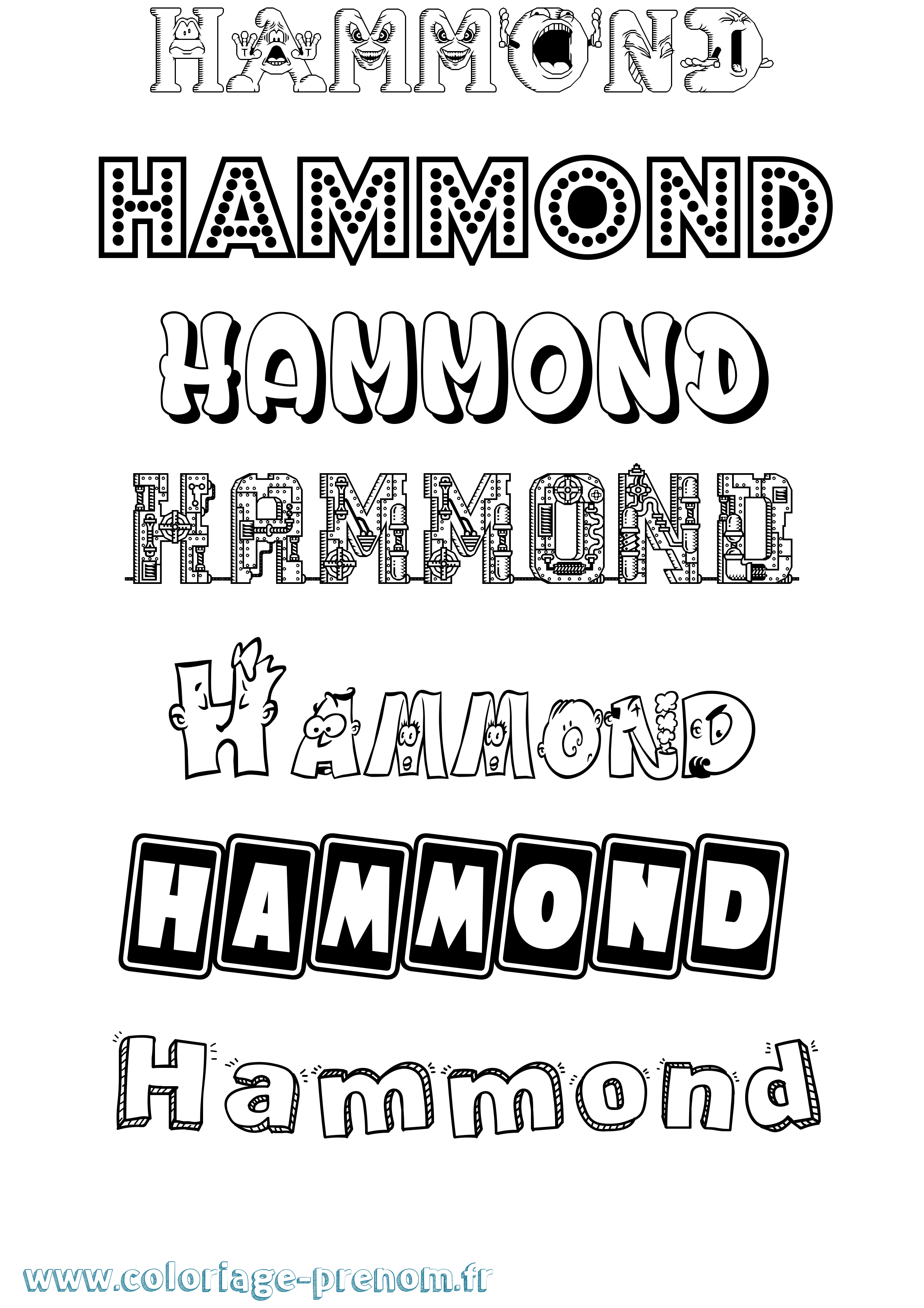 Coloriage Hammond Fun Coloriage prénom Hammond Fun
