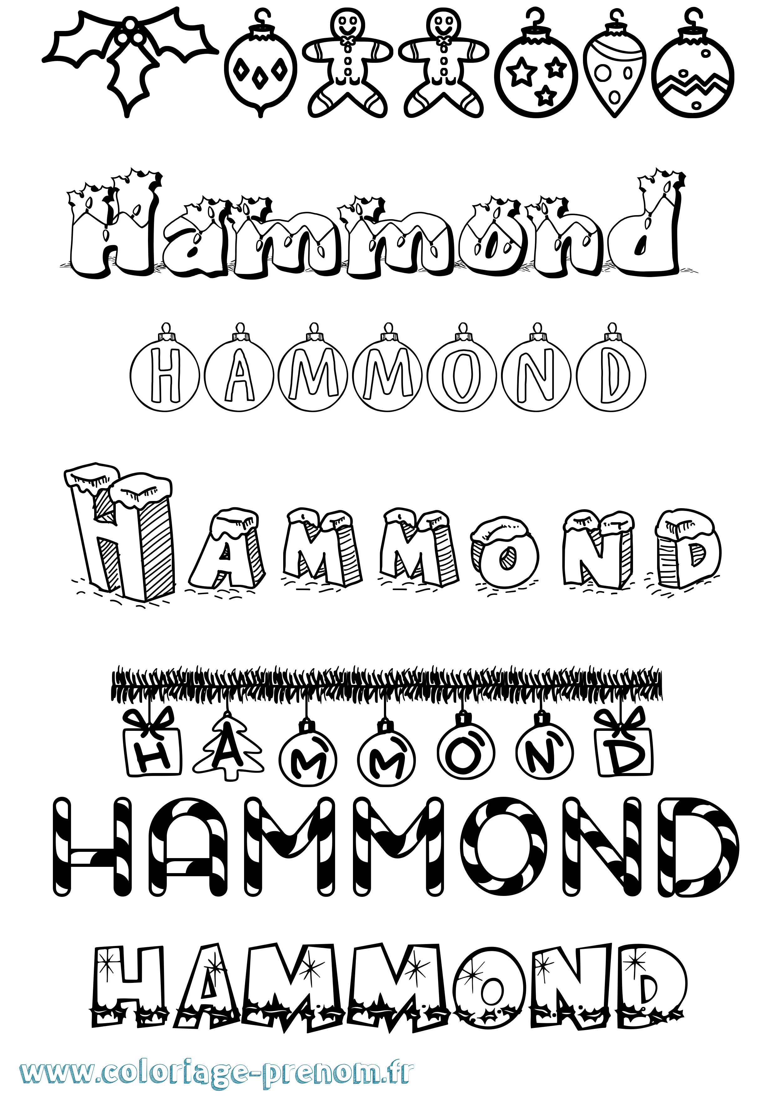 Coloriage Hammond Noël Coloriage prénom Hammond Noël