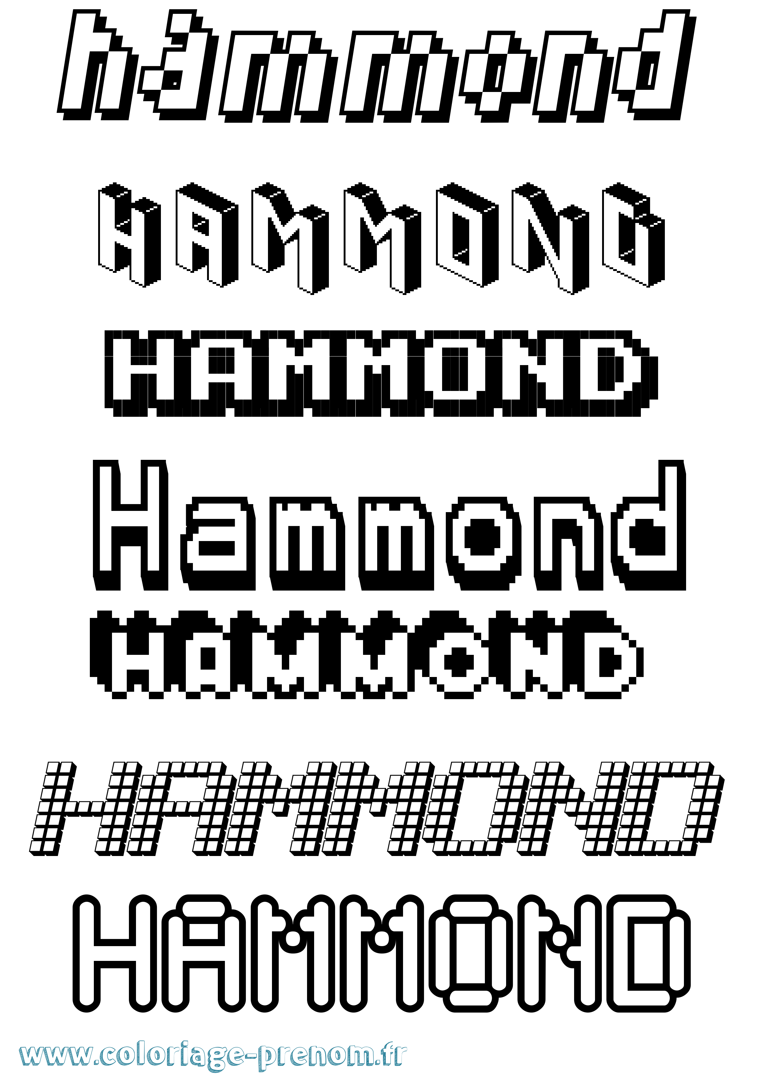 Coloriage Hammond Pixel Coloriage prénom Hammond Pixel