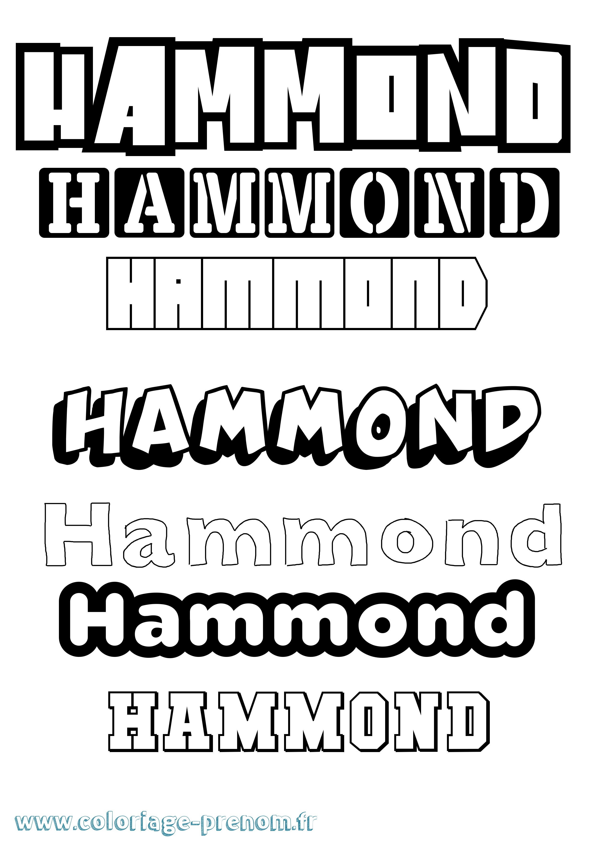 Coloriage Hammond Simple Coloriage prénom Hammond Simple