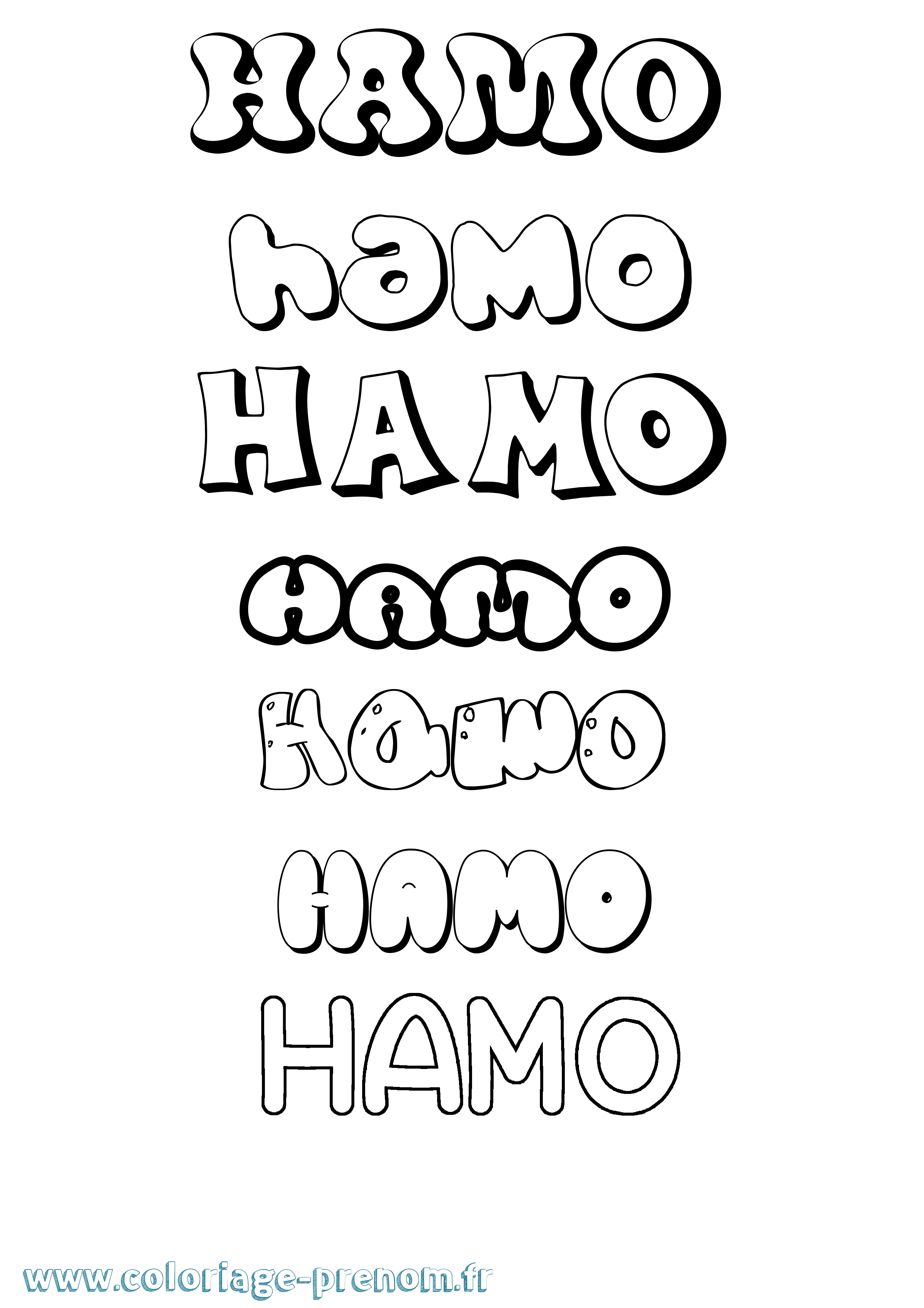 Coloriage prénom Hamo Bubble
