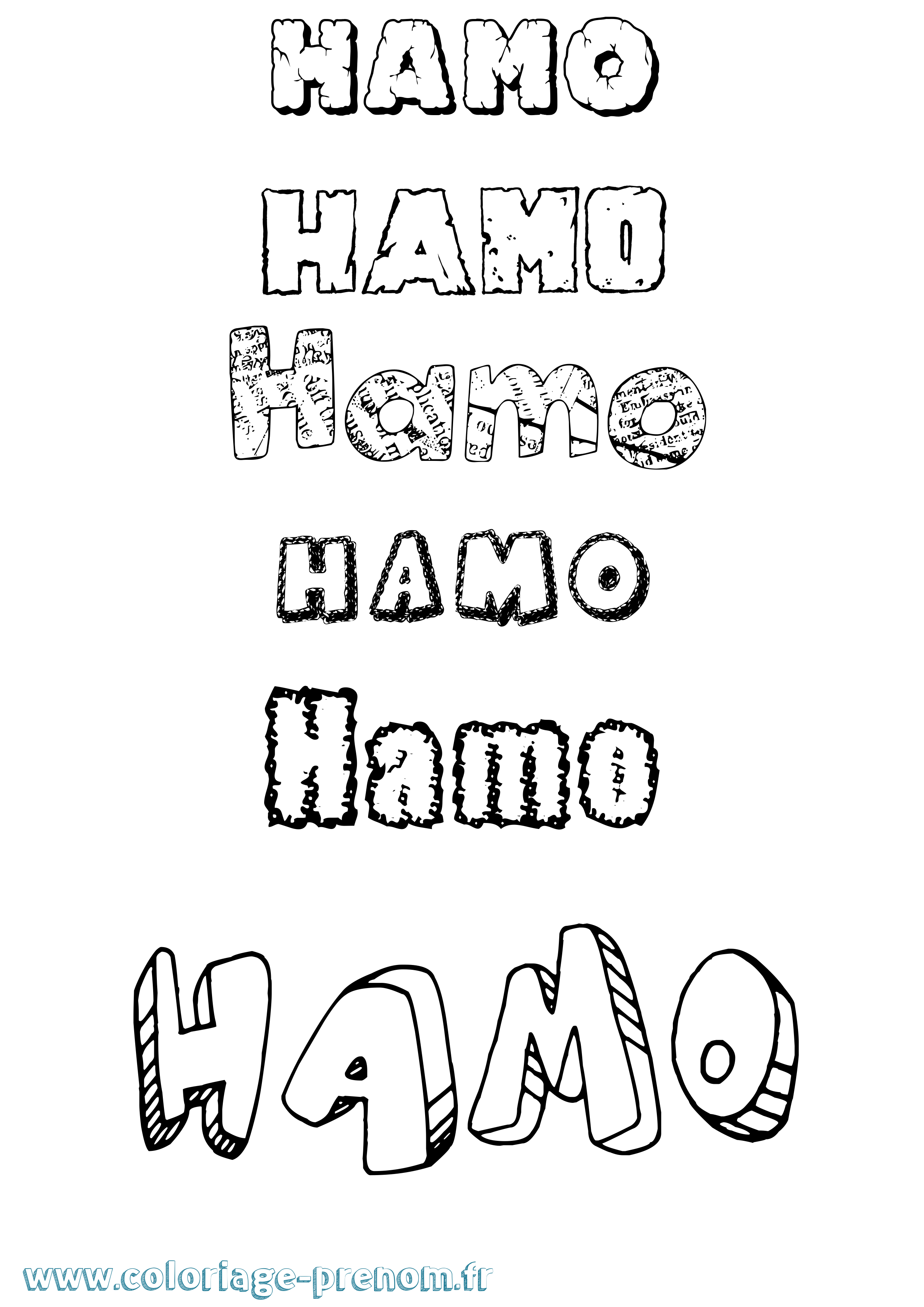 Coloriage prénom Hamo Destructuré