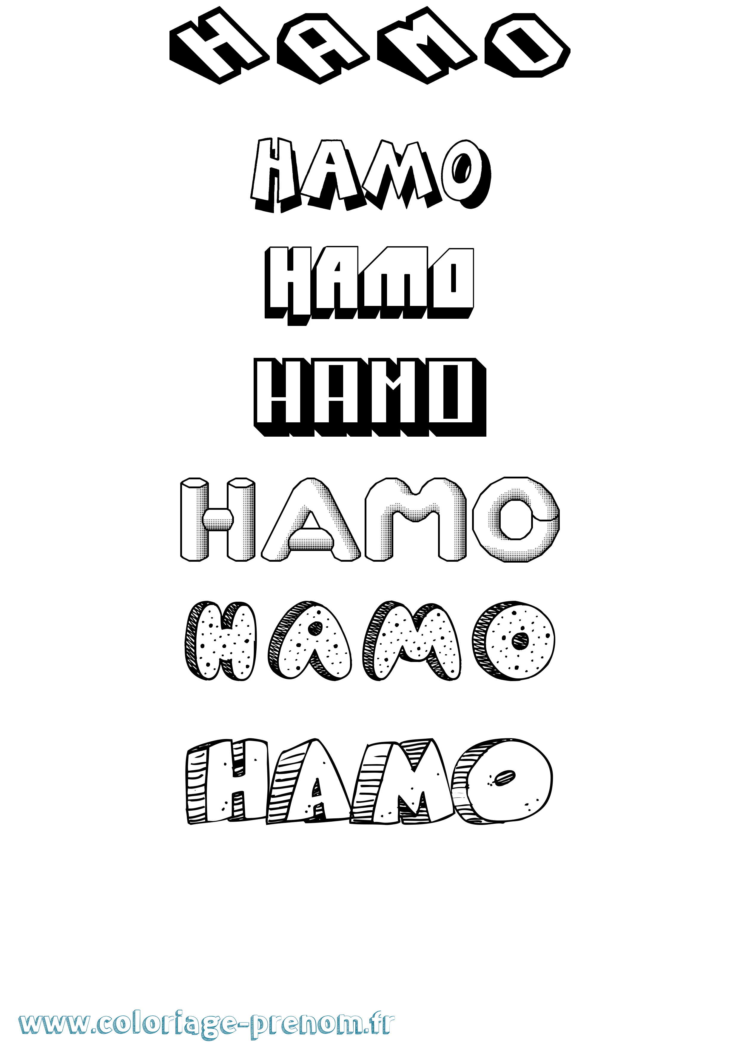 Coloriage Hamo Effet 3D Coloriage prénom Hamo Effet 3D