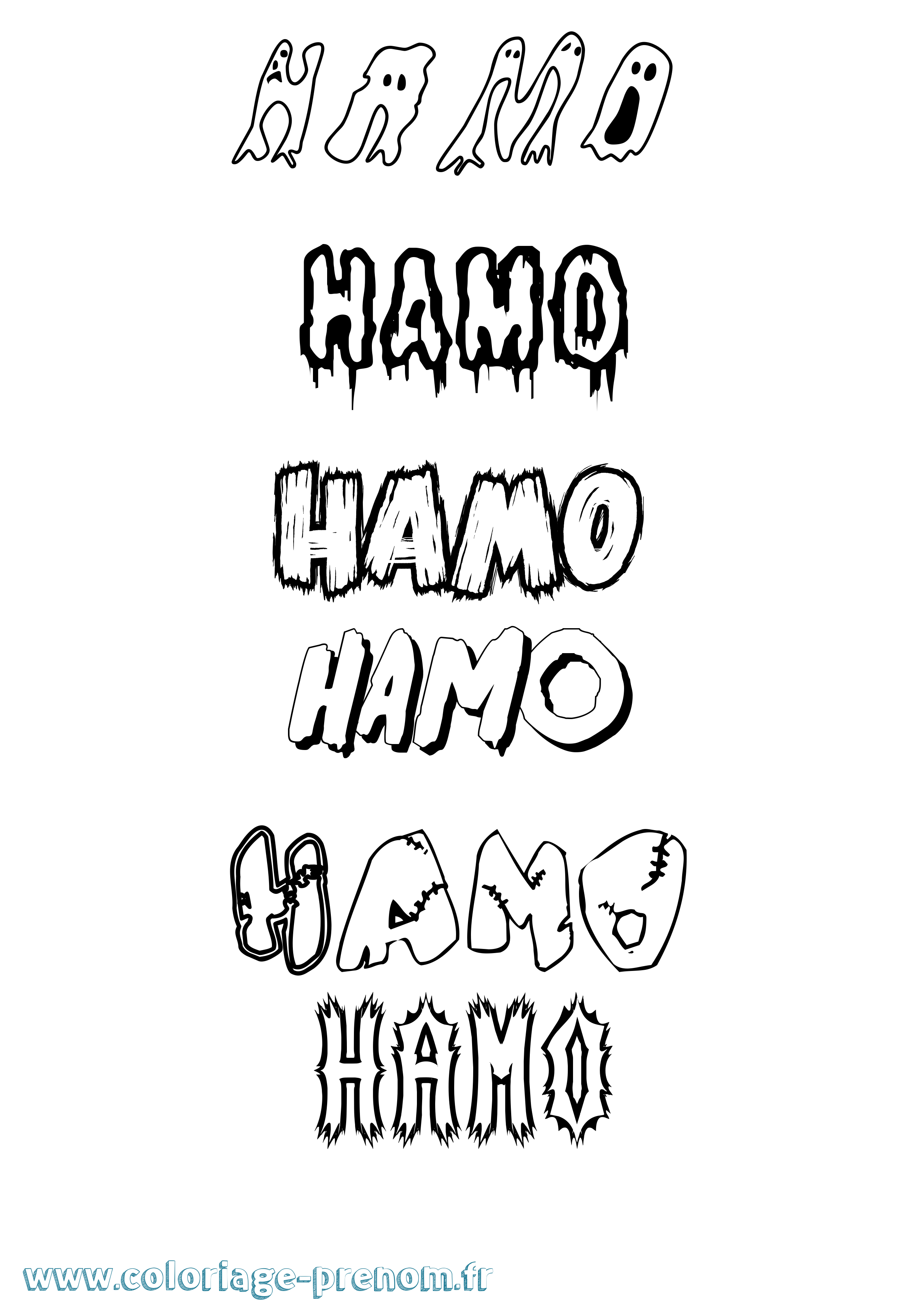 Coloriage prénom Hamo Frisson