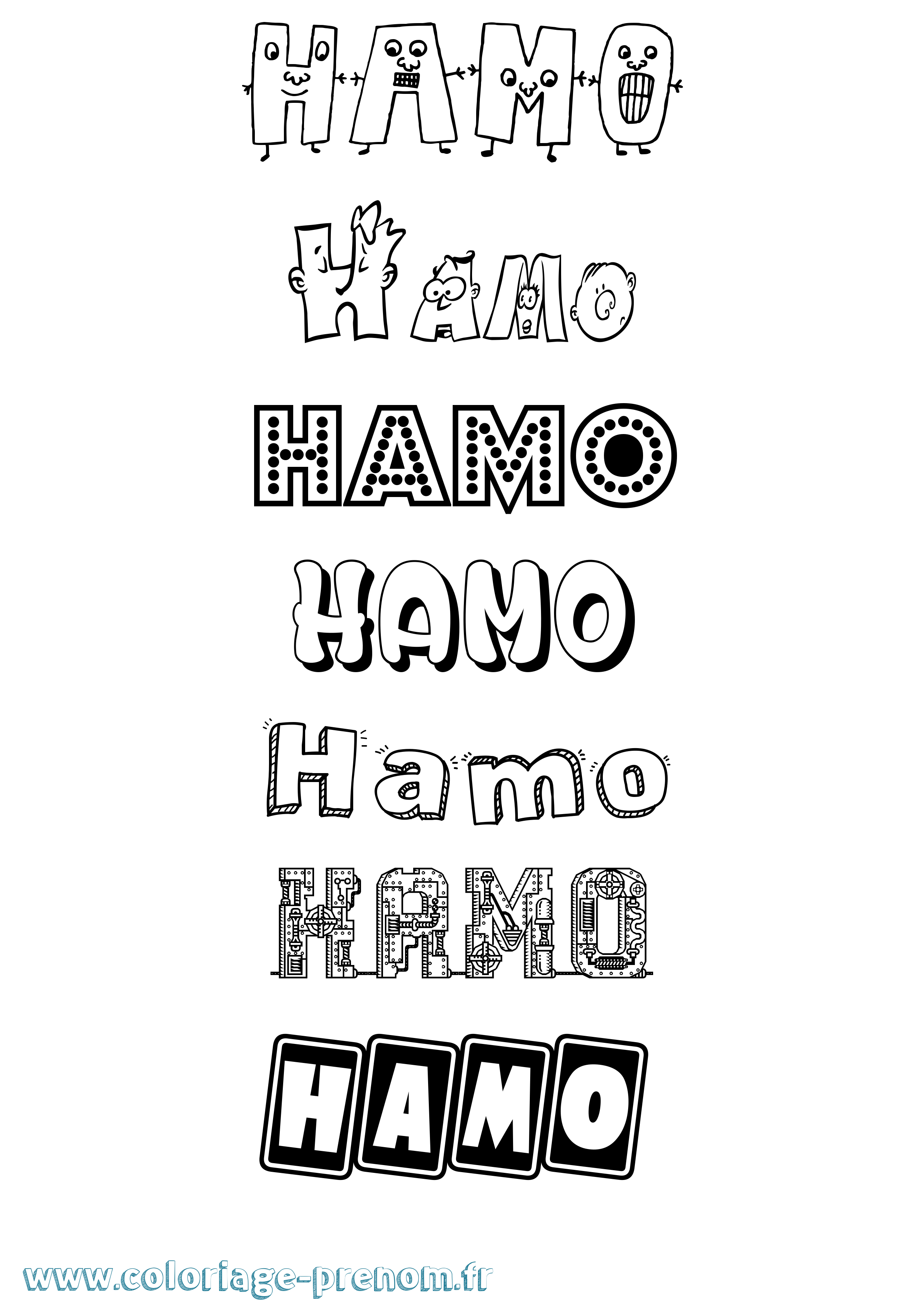 Coloriage prénom Hamo Fun