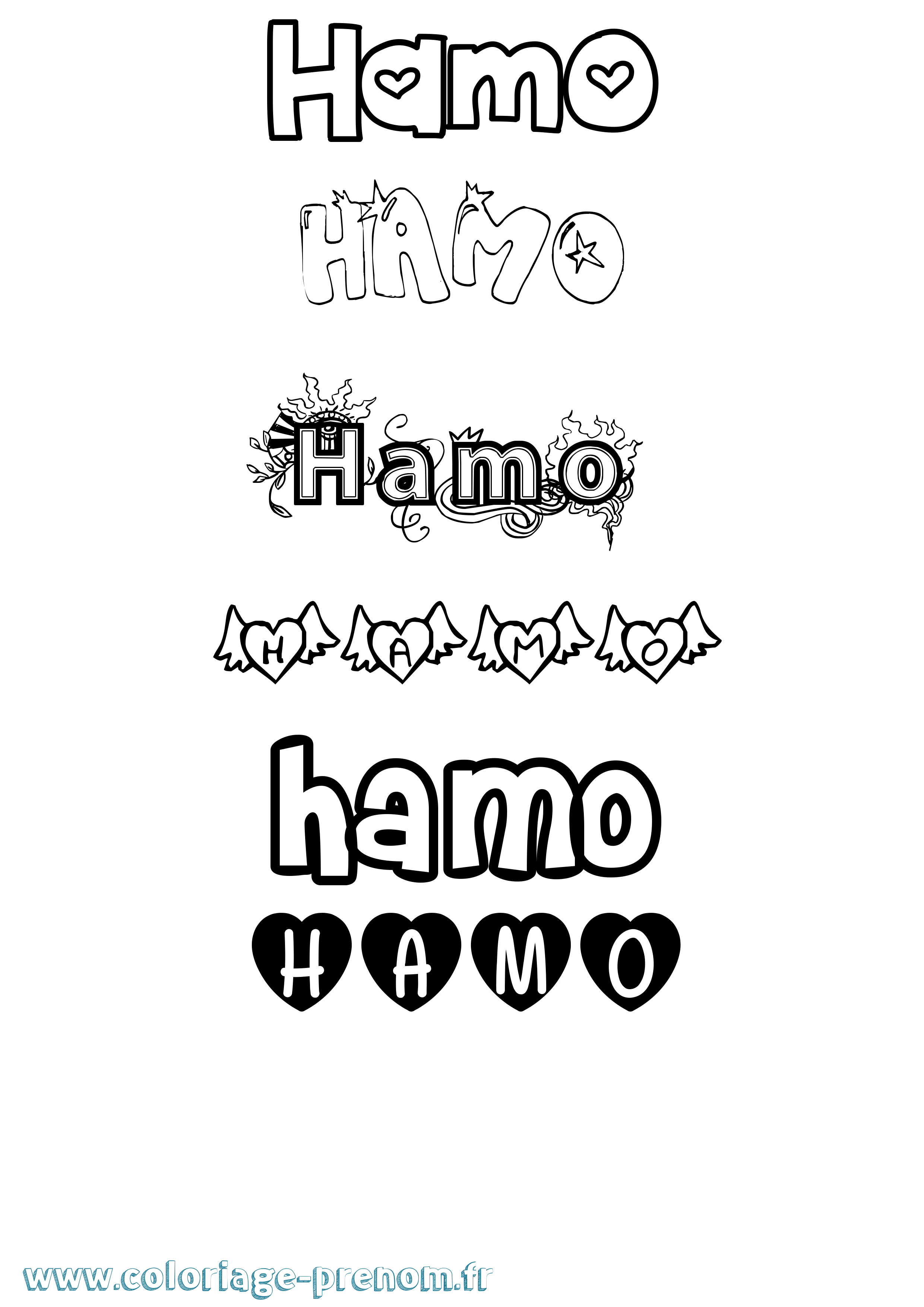 Coloriage Hamo Girly Coloriage prénom Hamo Girly