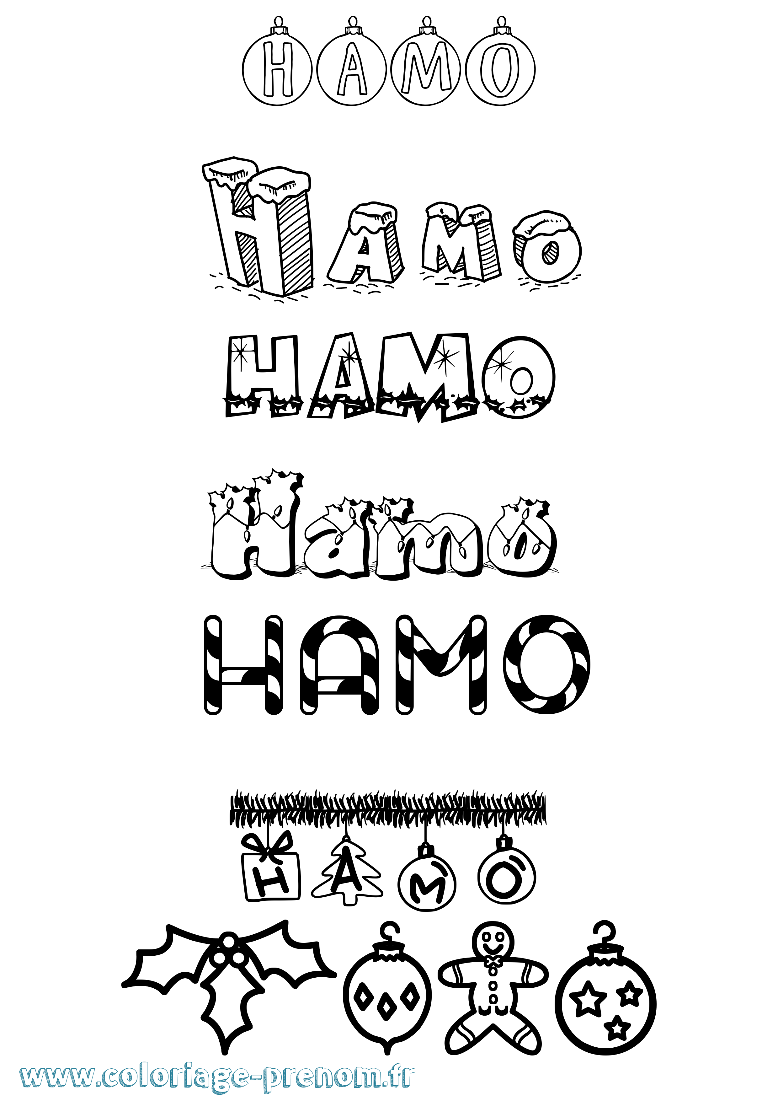 Coloriage prénom Hamo Noël