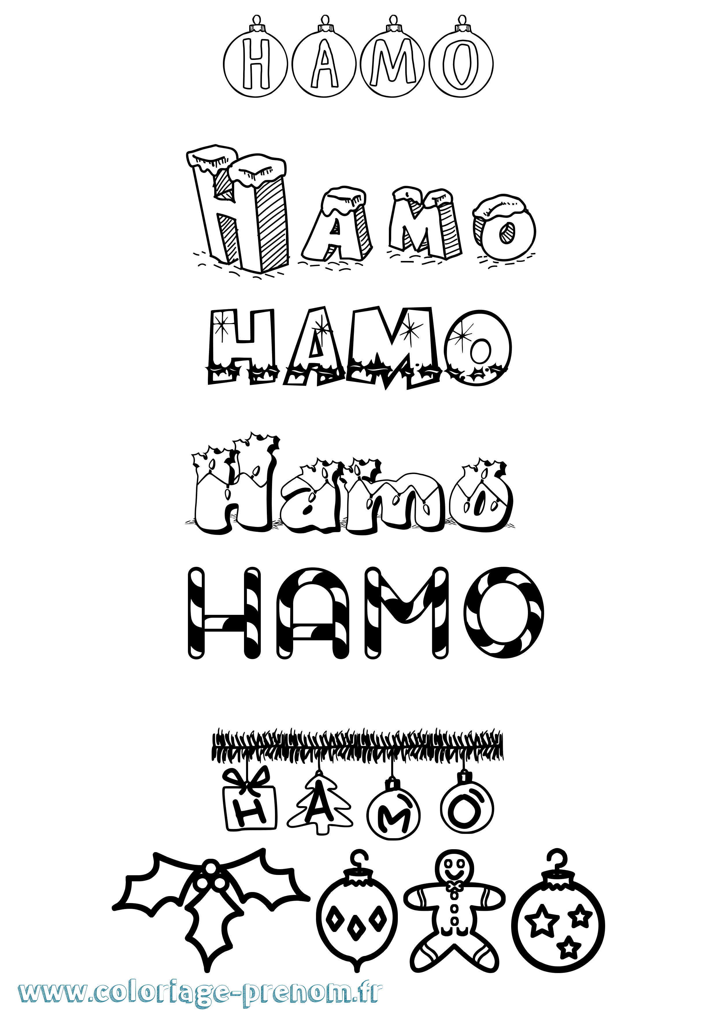 Coloriage Hamo Noël Coloriage prénom Hamo Noël
