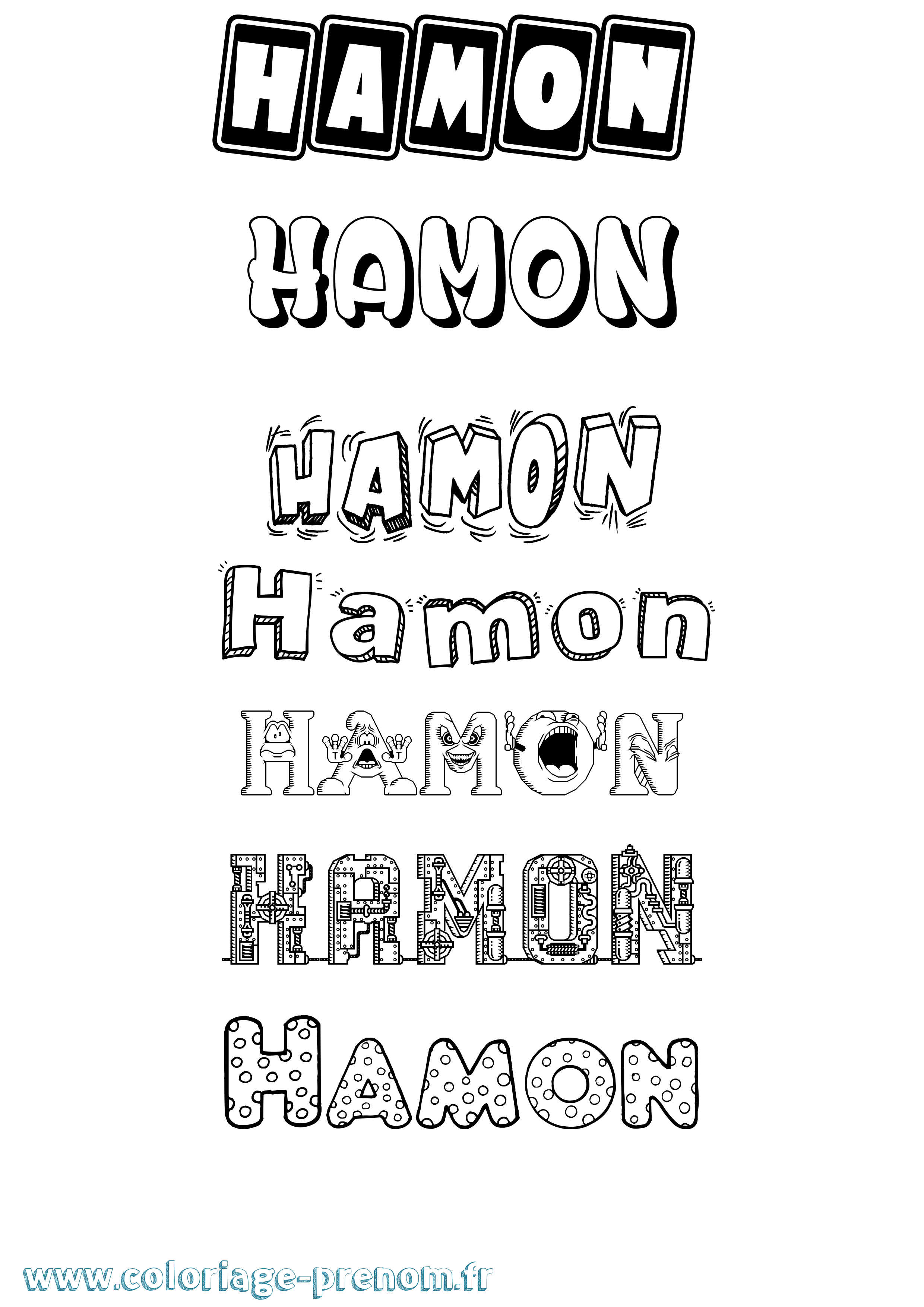 Coloriage prénom Hamon Fun