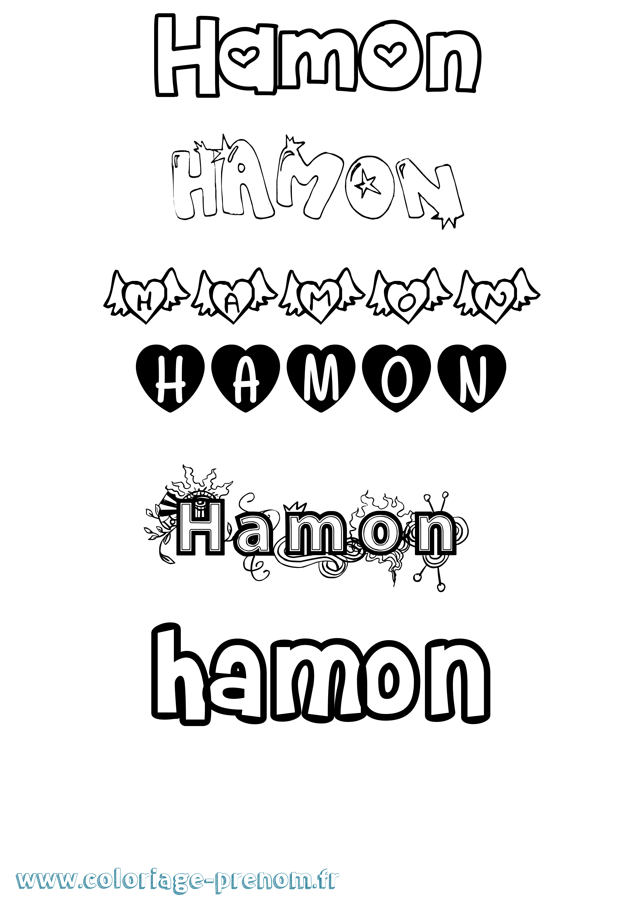 Coloriage prénom Hamon Girly