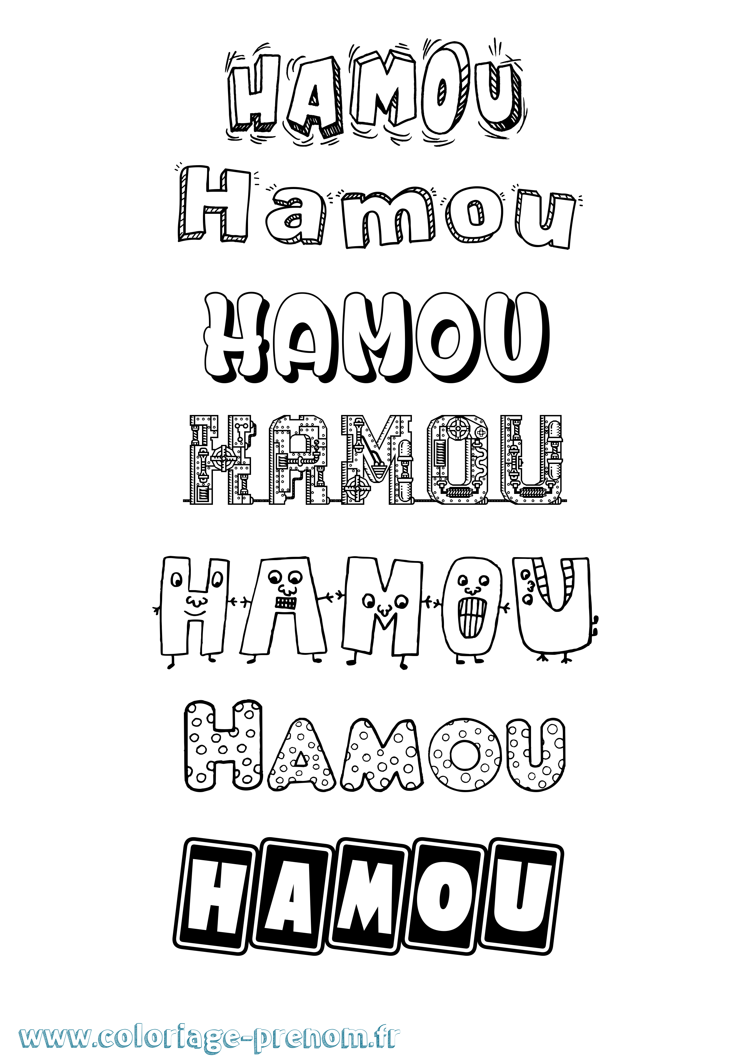 Coloriage prénom Hamou Fun