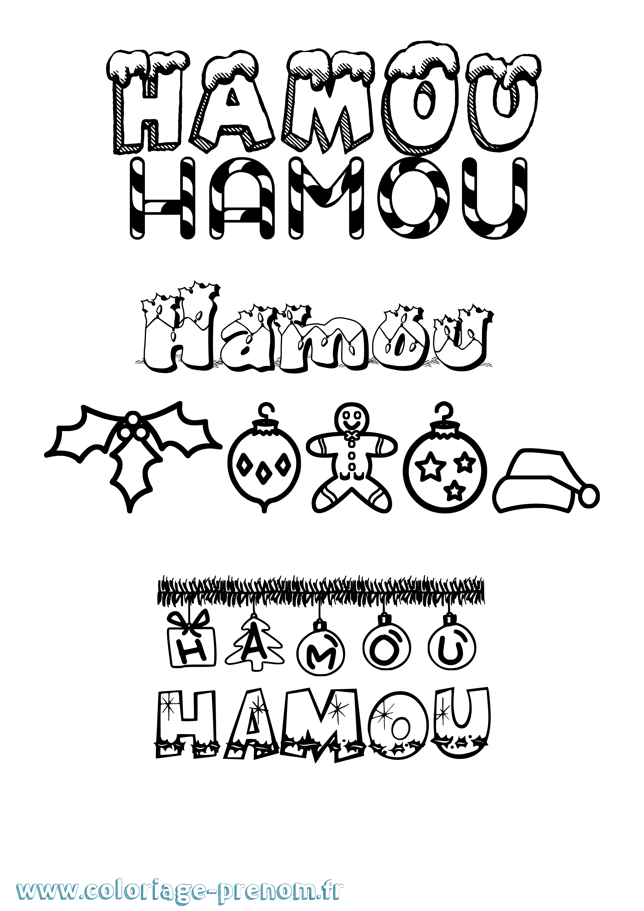 Coloriage prénom Hamou Noël