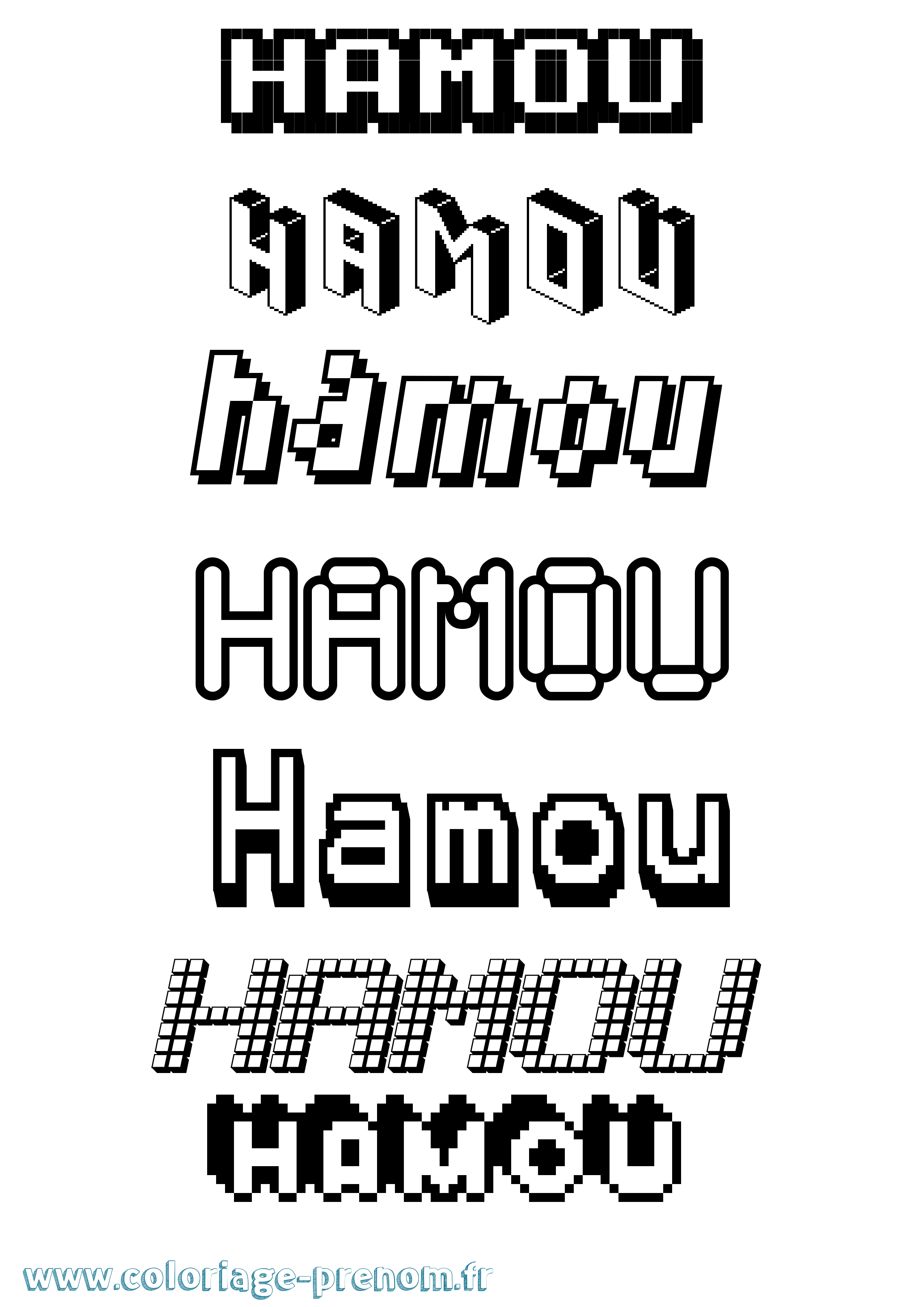 Coloriage prénom Hamou Pixel