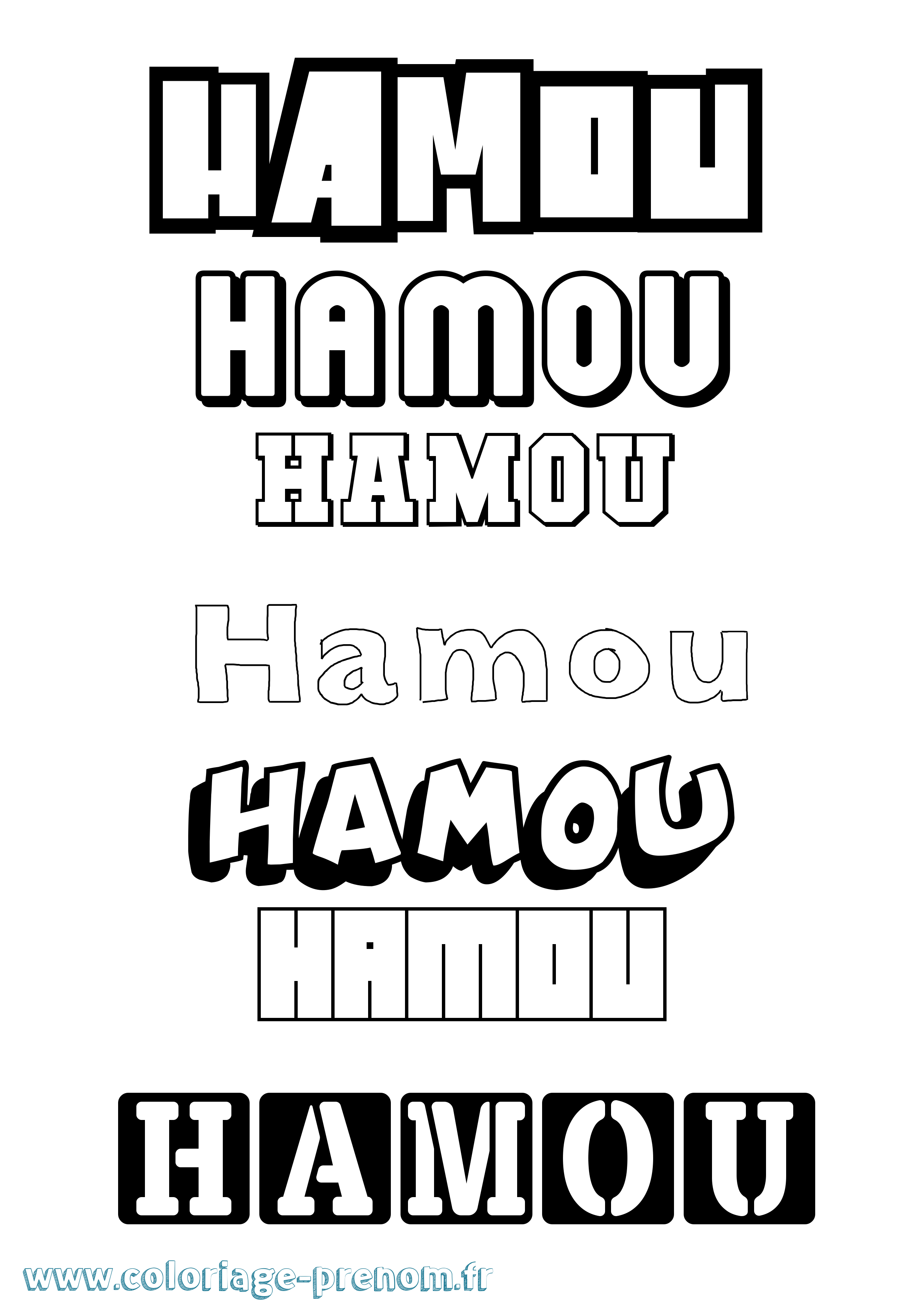 Coloriage prénom Hamou Simple