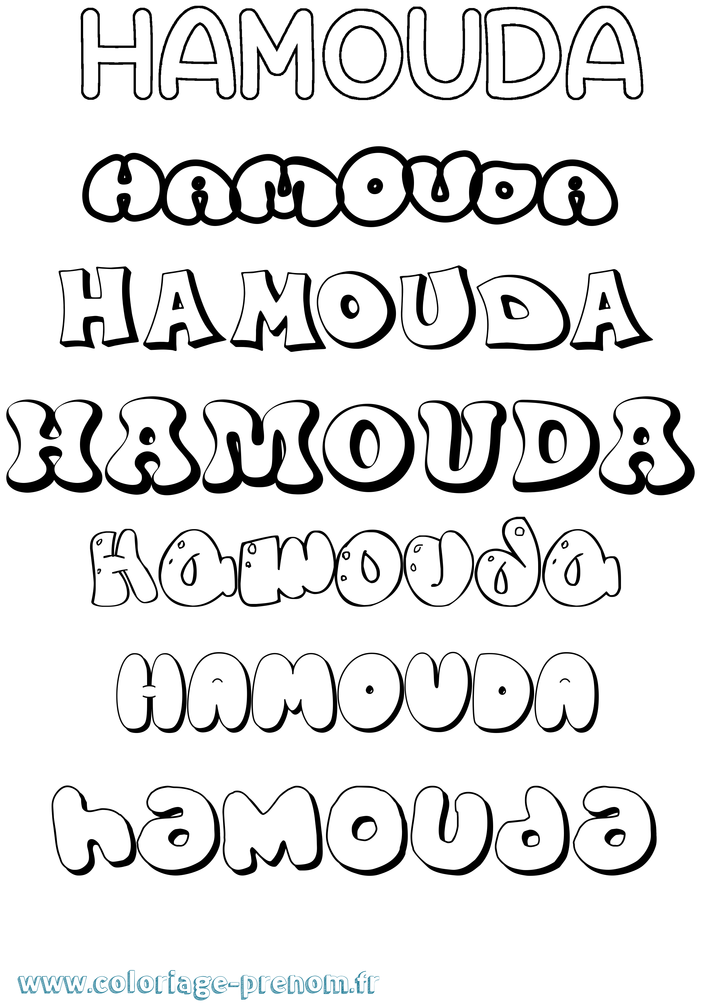 Coloriage prénom Hamouda Bubble