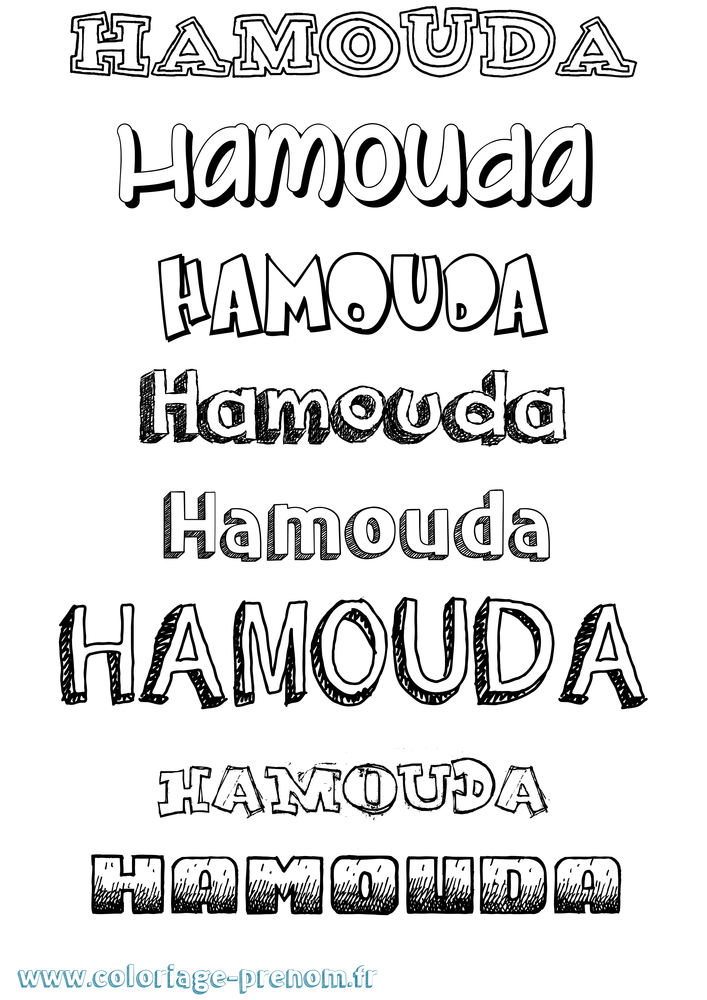 Coloriage prénom Hamouda Dessiné