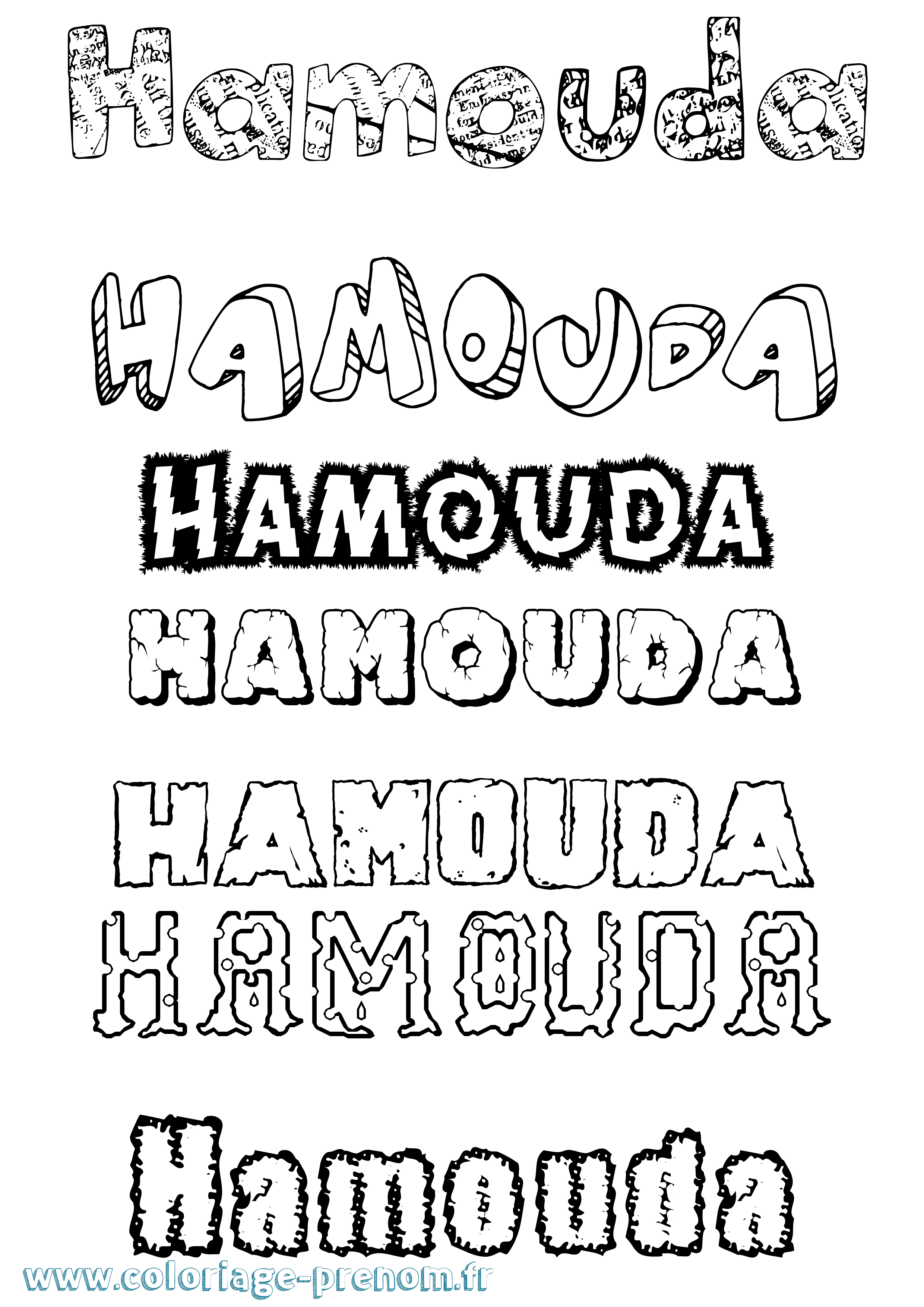 Coloriage prénom Hamouda Destructuré