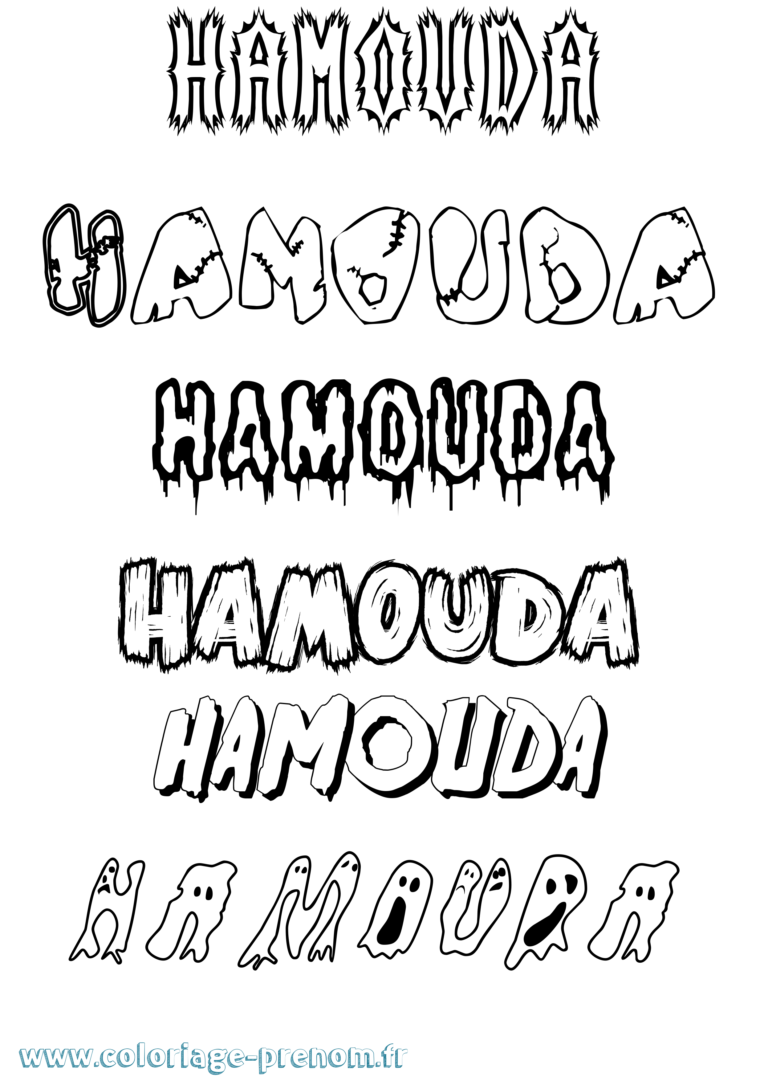 Coloriage prénom Hamouda Frisson