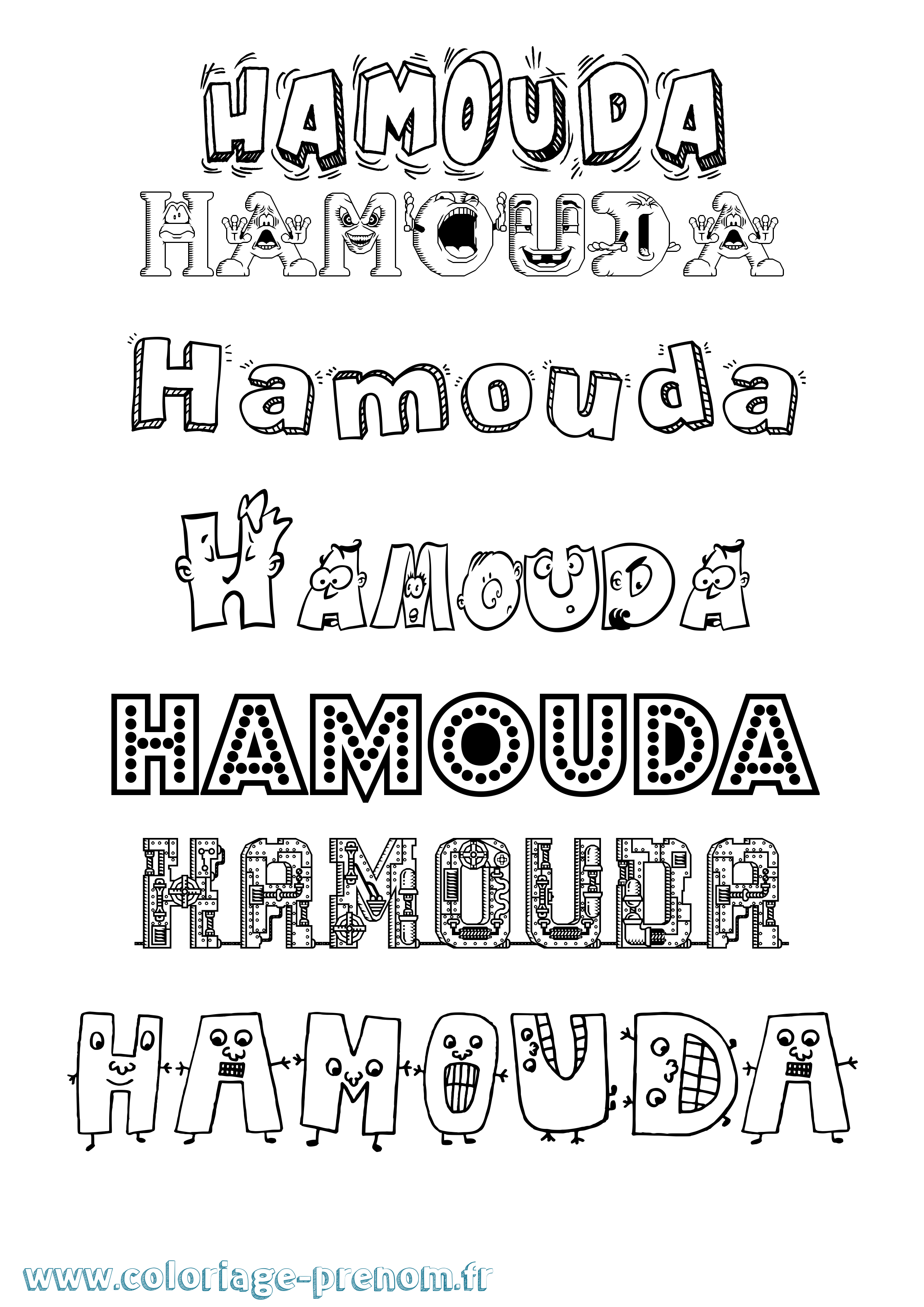 Coloriage prénom Hamouda Fun