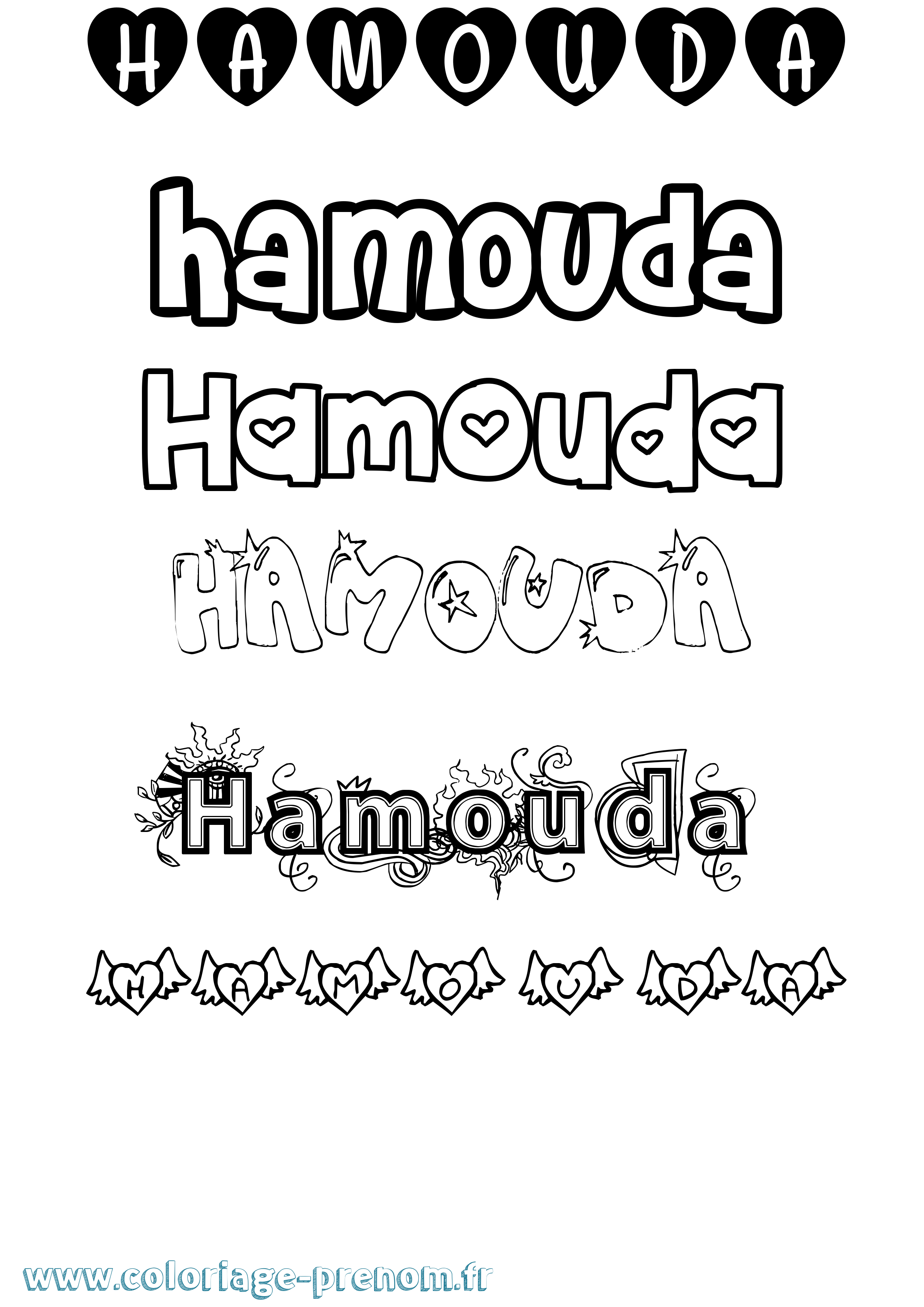 Coloriage prénom Hamouda Girly