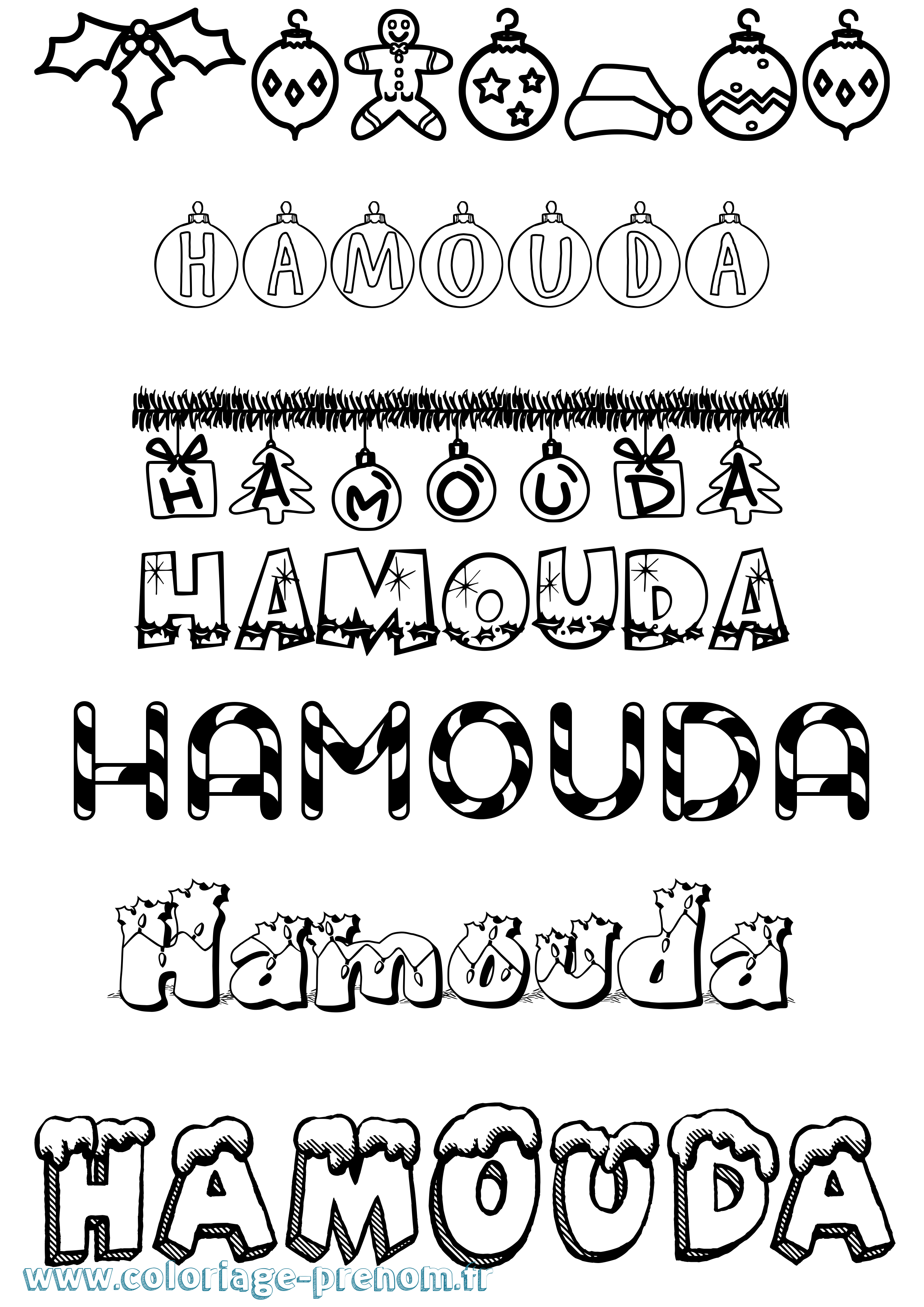 Coloriage prénom Hamouda Noël