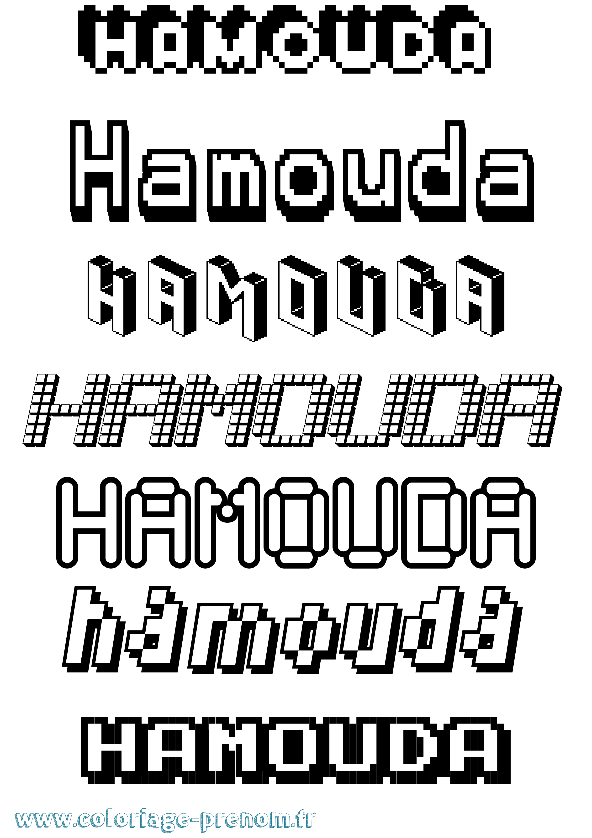 Coloriage prénom Hamouda Pixel