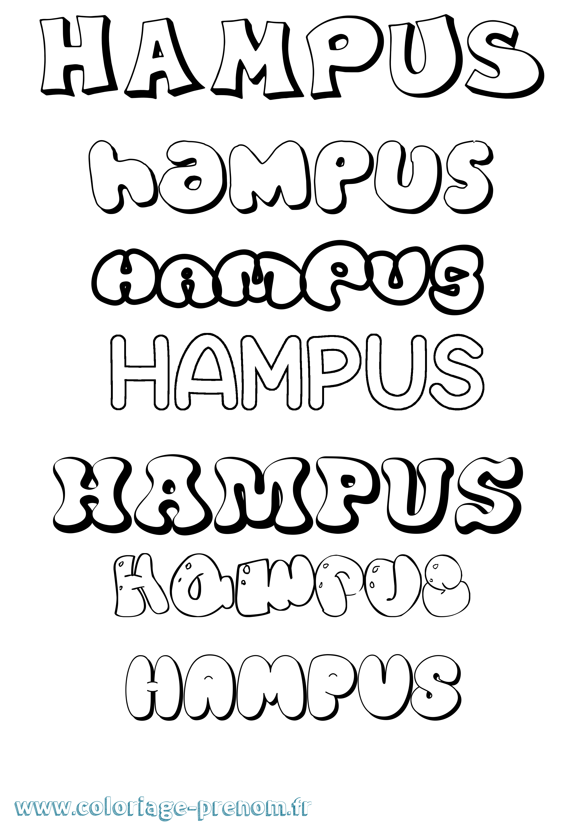 Coloriage prénom Hampus Bubble