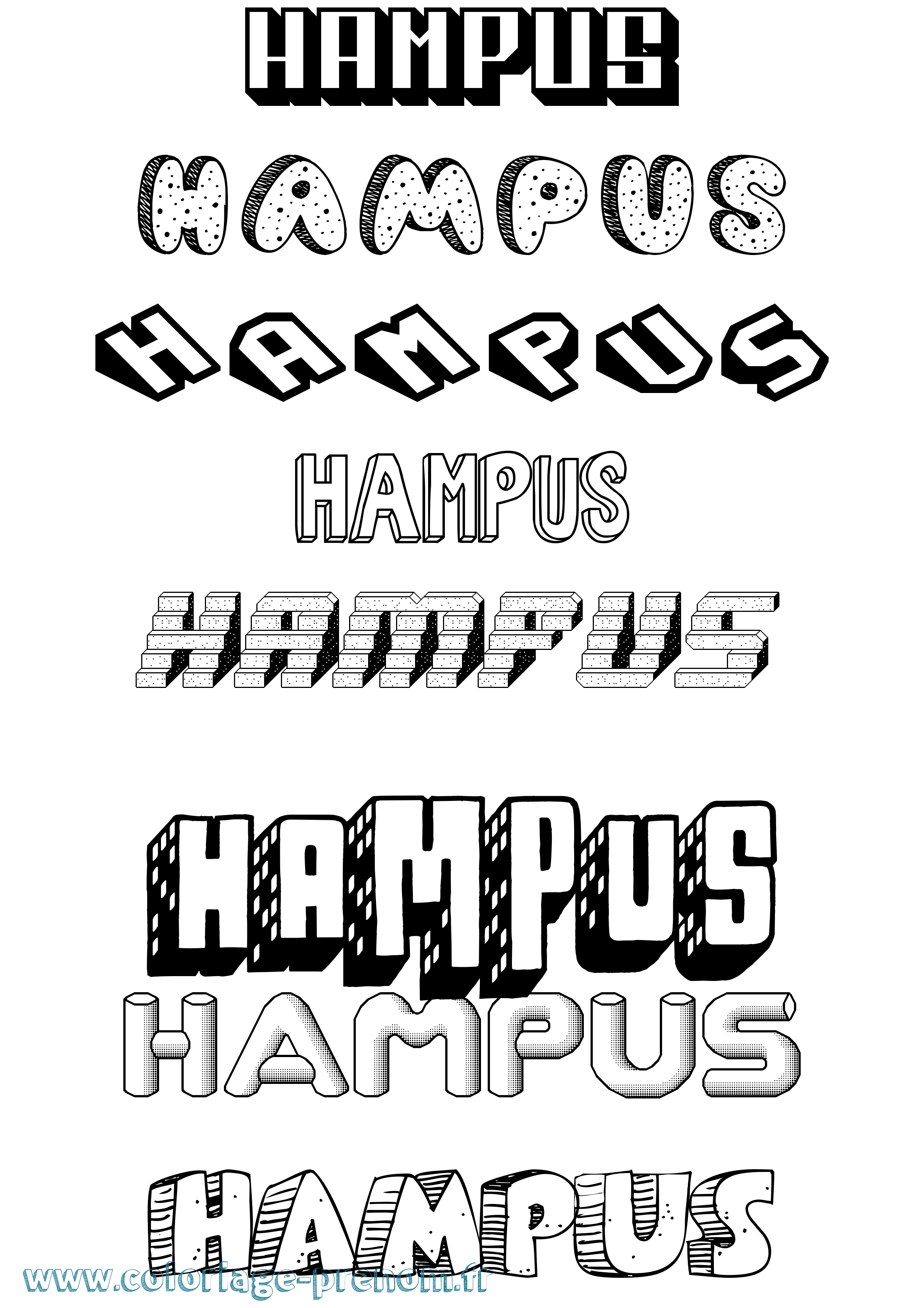 Coloriage prénom Hampus Effet 3D