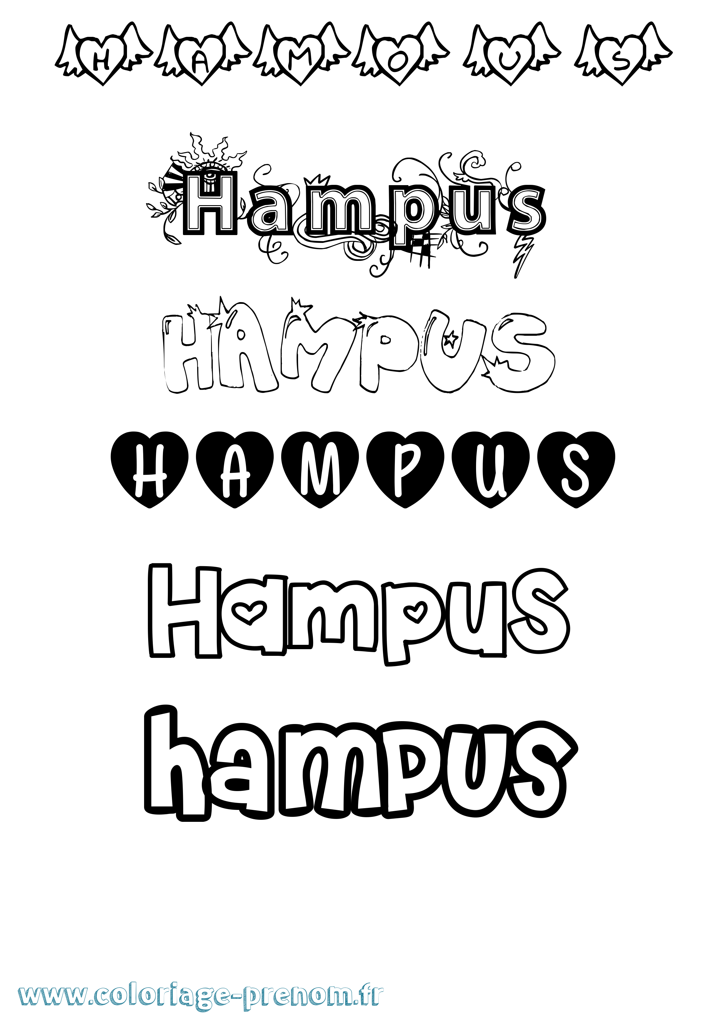 Coloriage prénom Hampus Girly