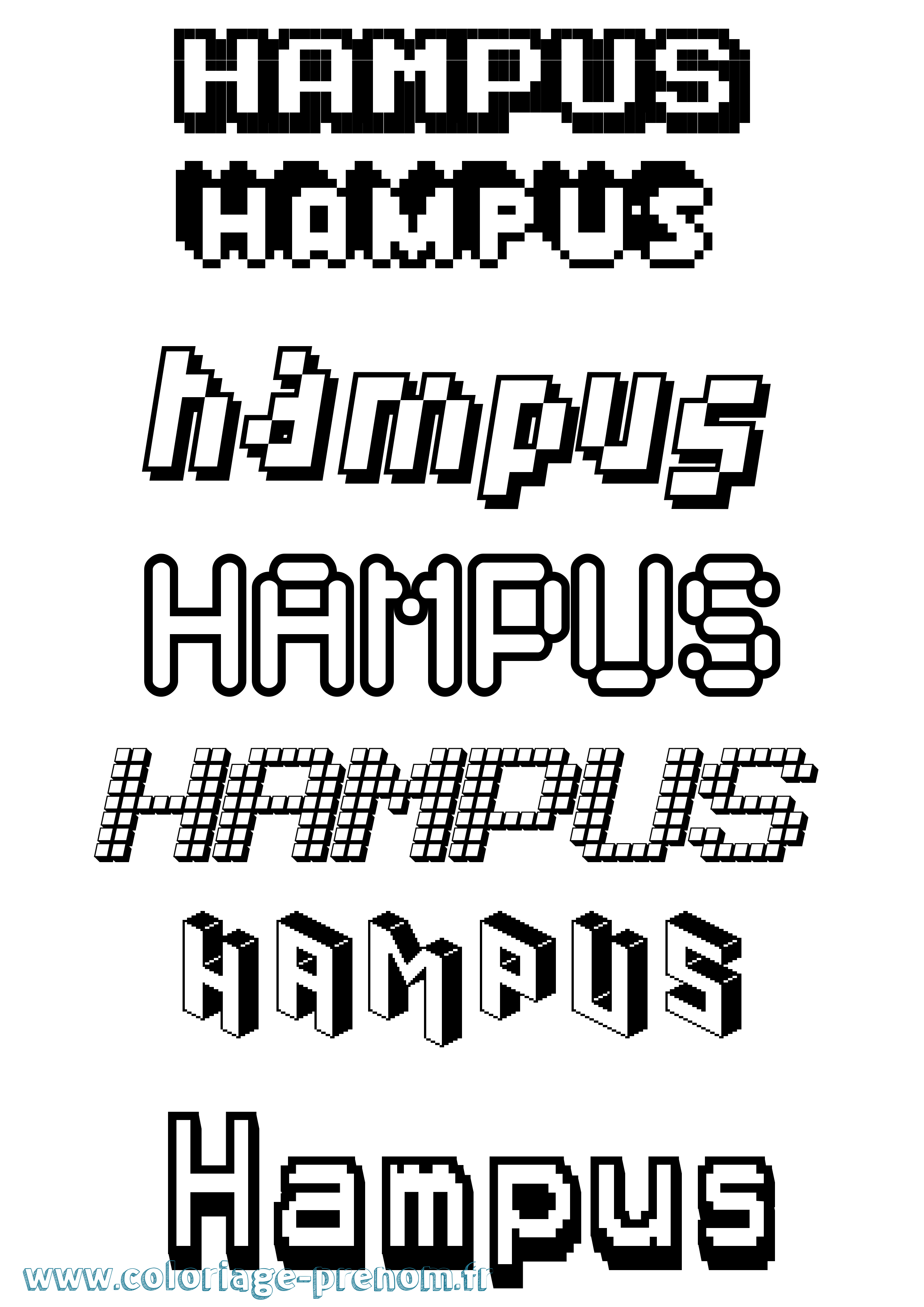 Coloriage prénom Hampus Pixel