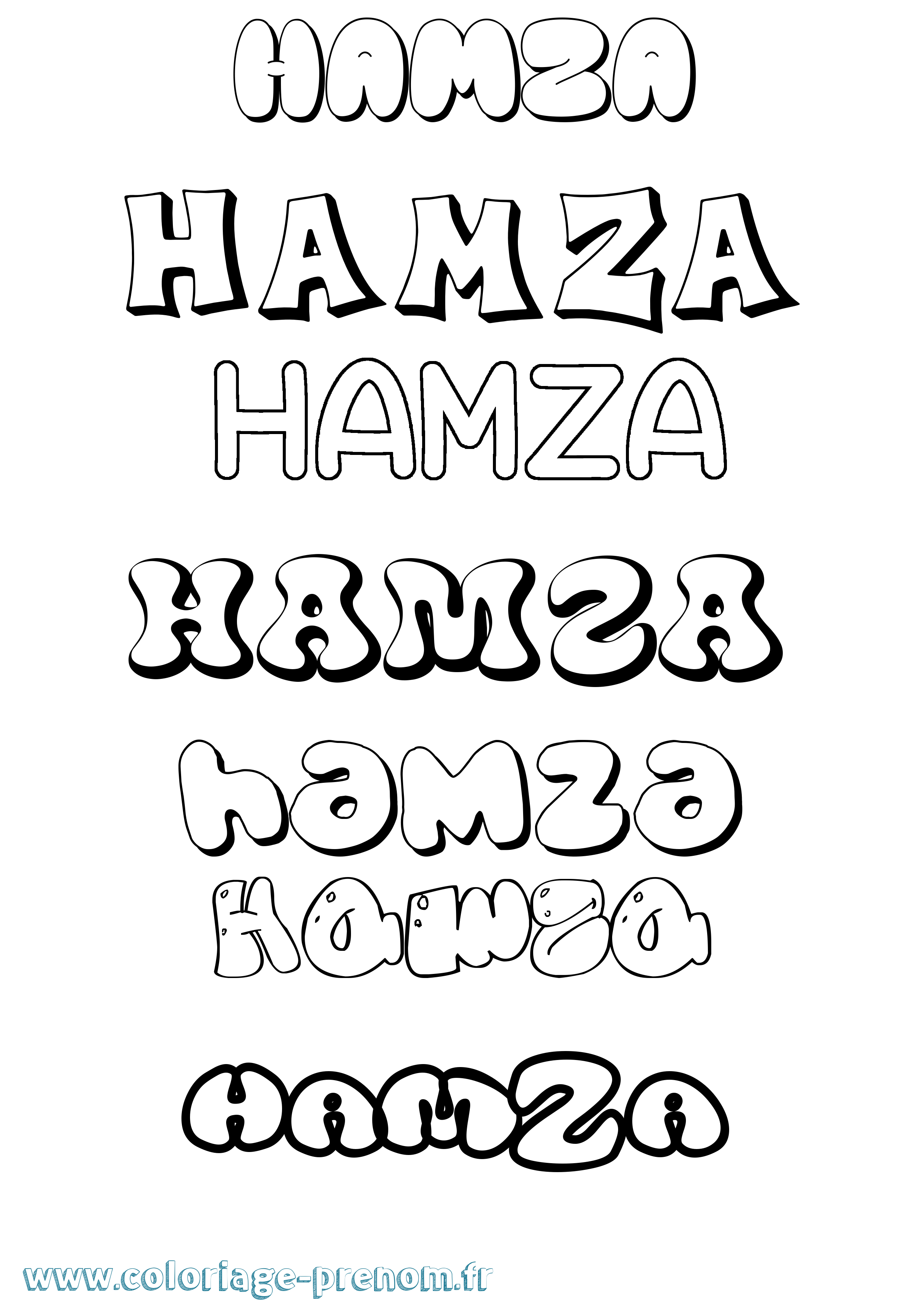 Coloriage Hamza Bubble Coloriage prénom Hamza Bubble