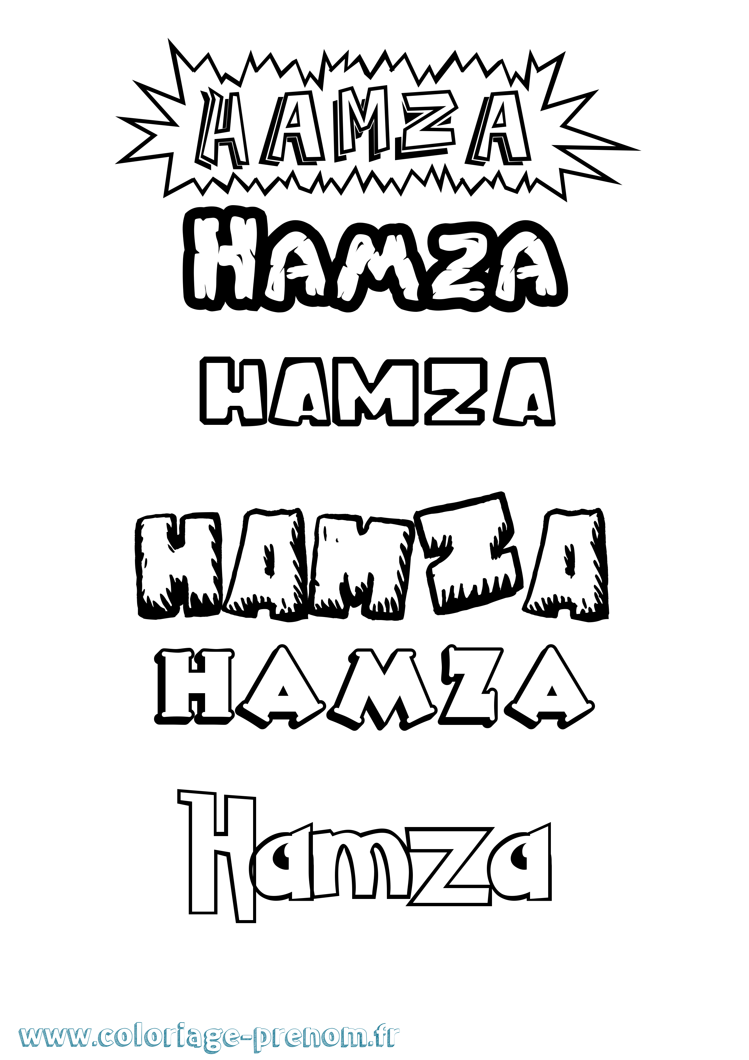 Coloriage Hamza Dessin Animé Coloriage prénom Hamza Dessin Animé