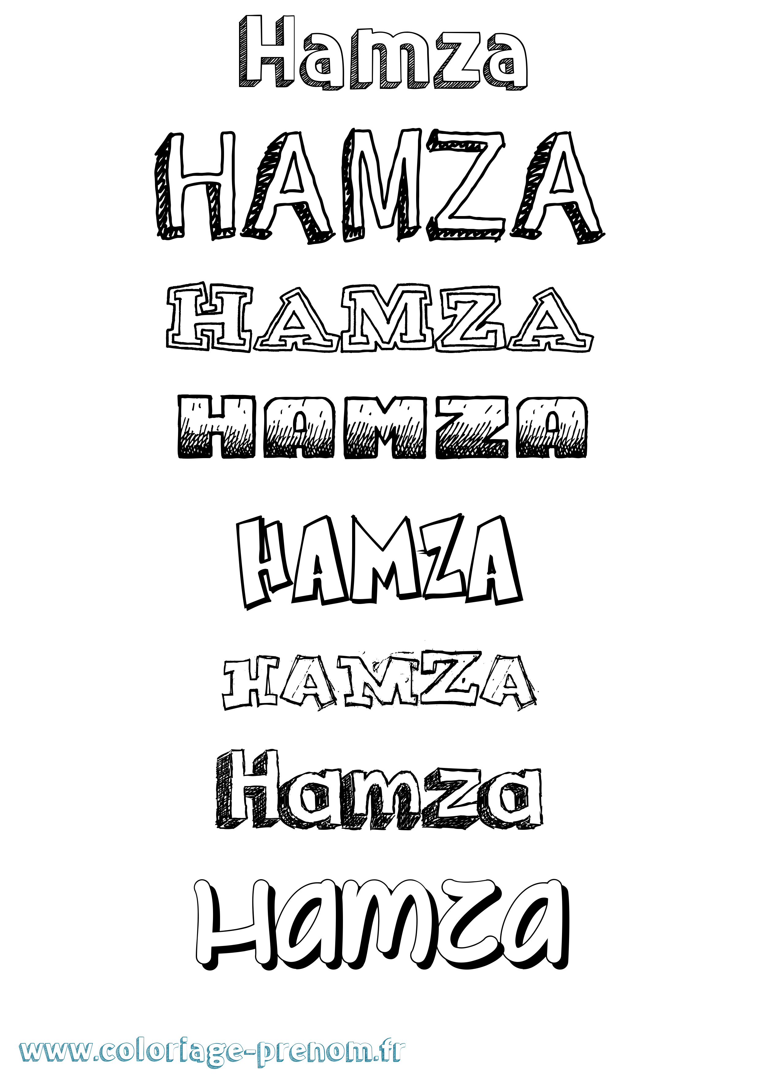Coloriage Hamza Dessiné Coloriage prénom Hamza Dessiné