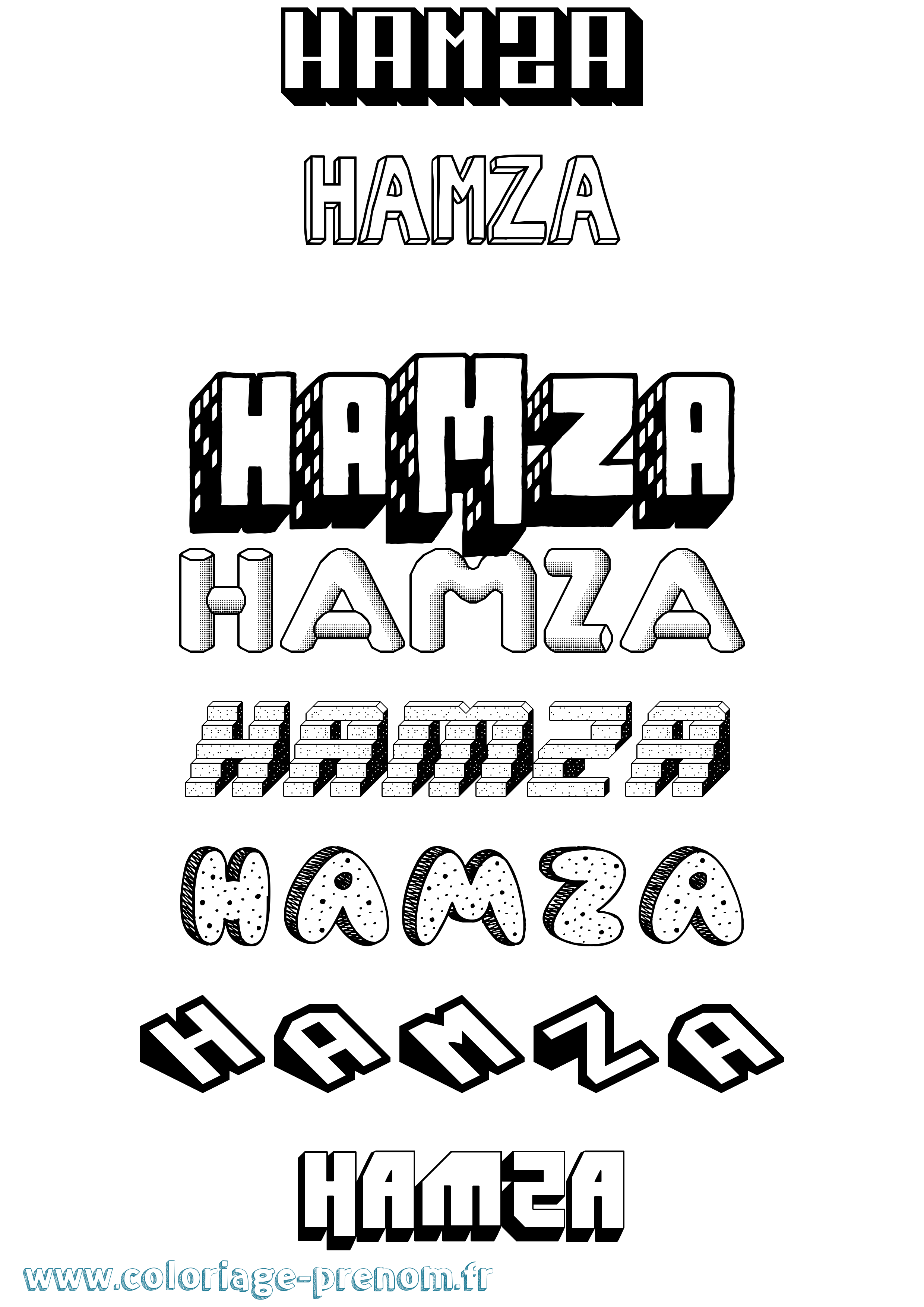 Coloriage Hamza Effet 3D Coloriage prénom Hamza Effet 3D