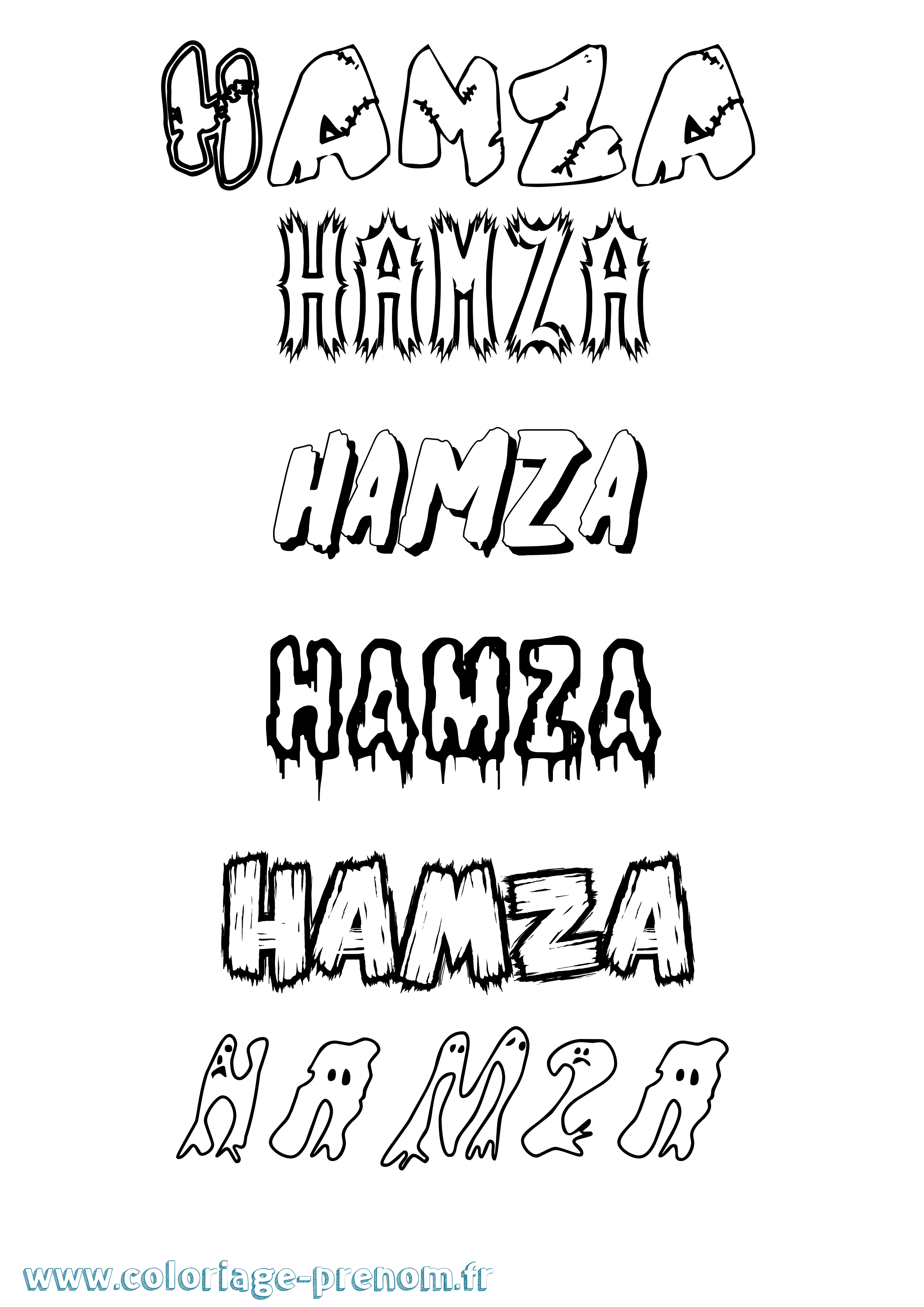 Coloriage Hamza Frisson Coloriage prénom Hamza Frisson