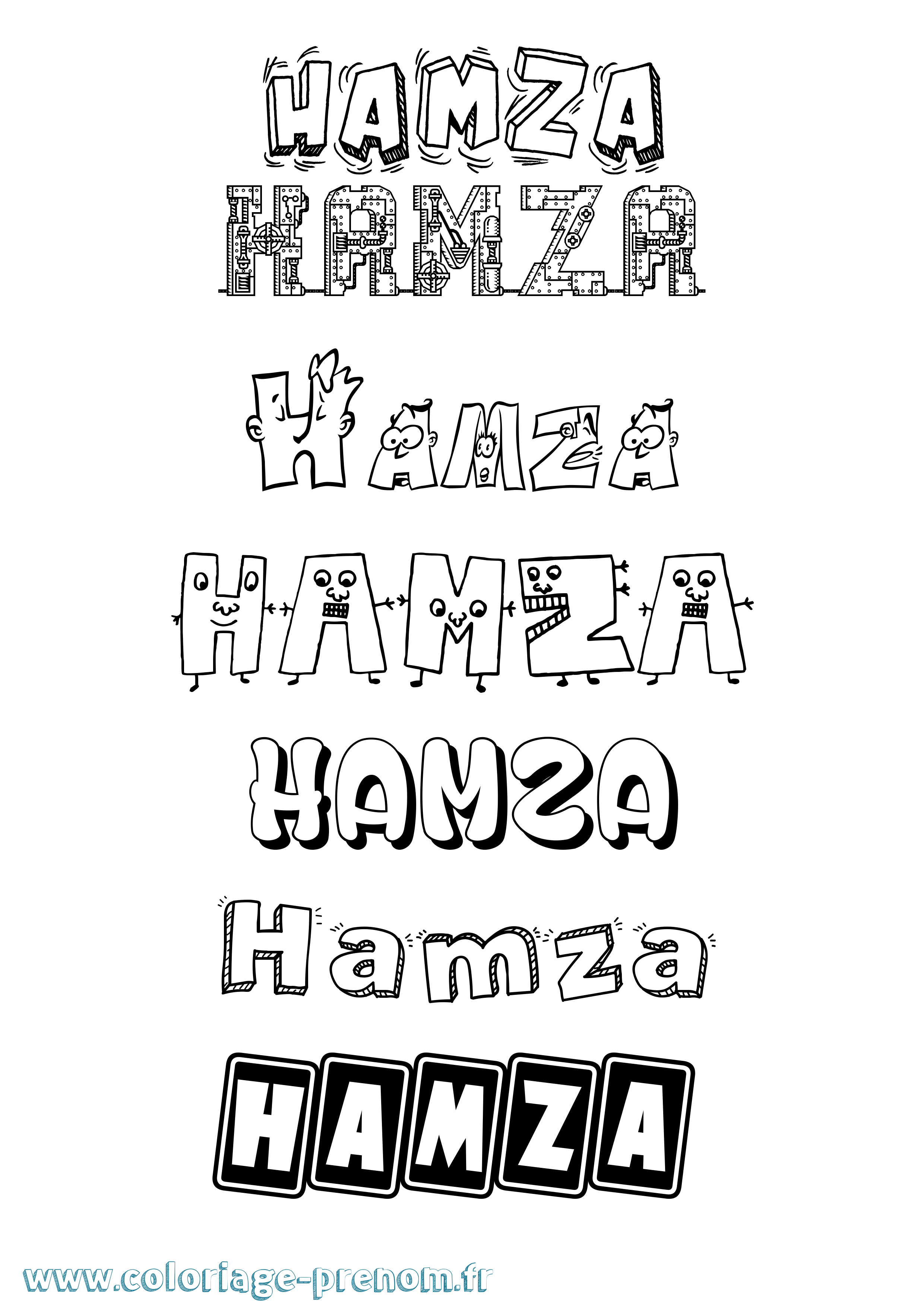 Coloriage Hamza Fun Coloriage prénom Hamza Fun