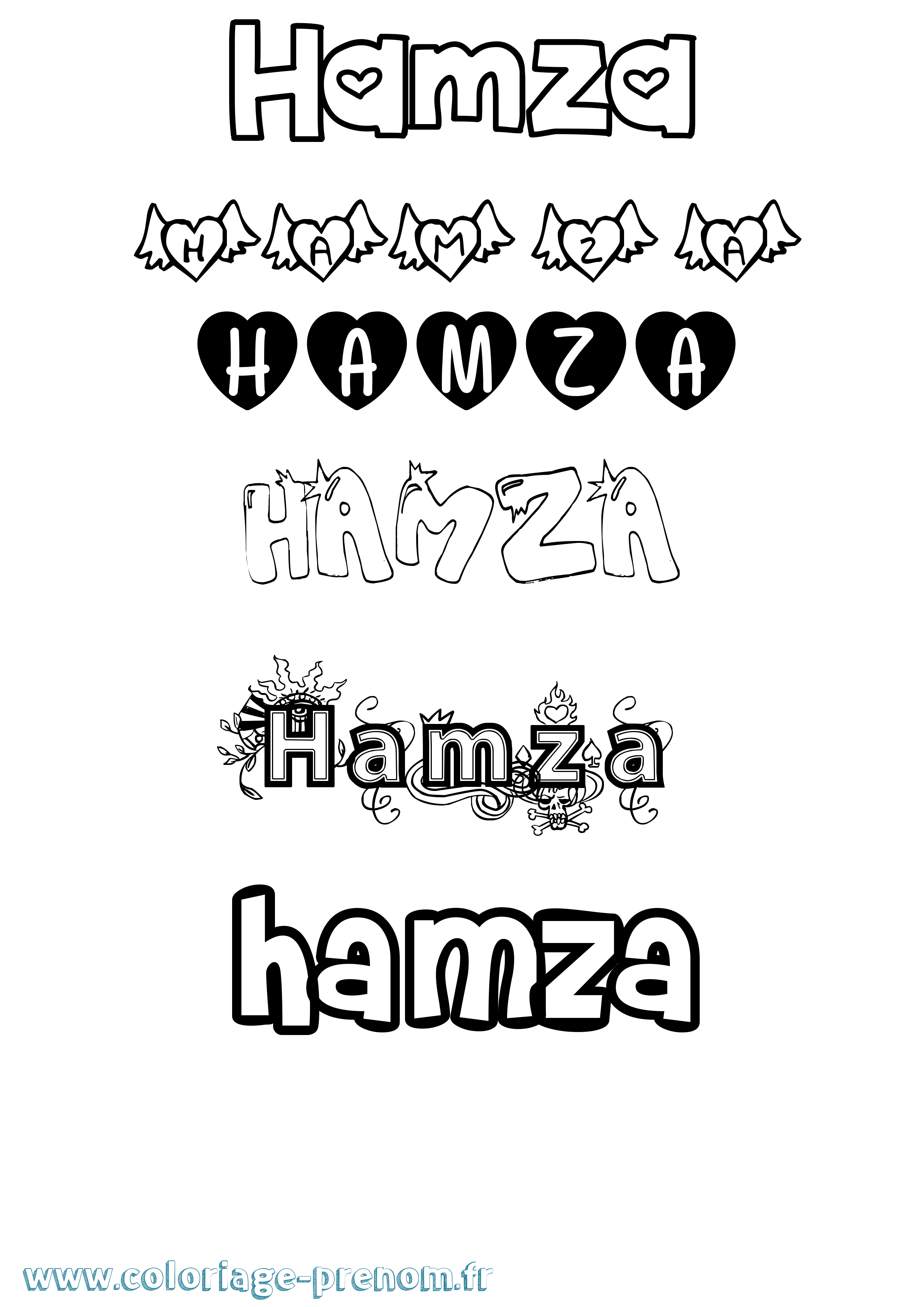 Coloriage Hamza Girly Coloriage prénom Hamza Girly