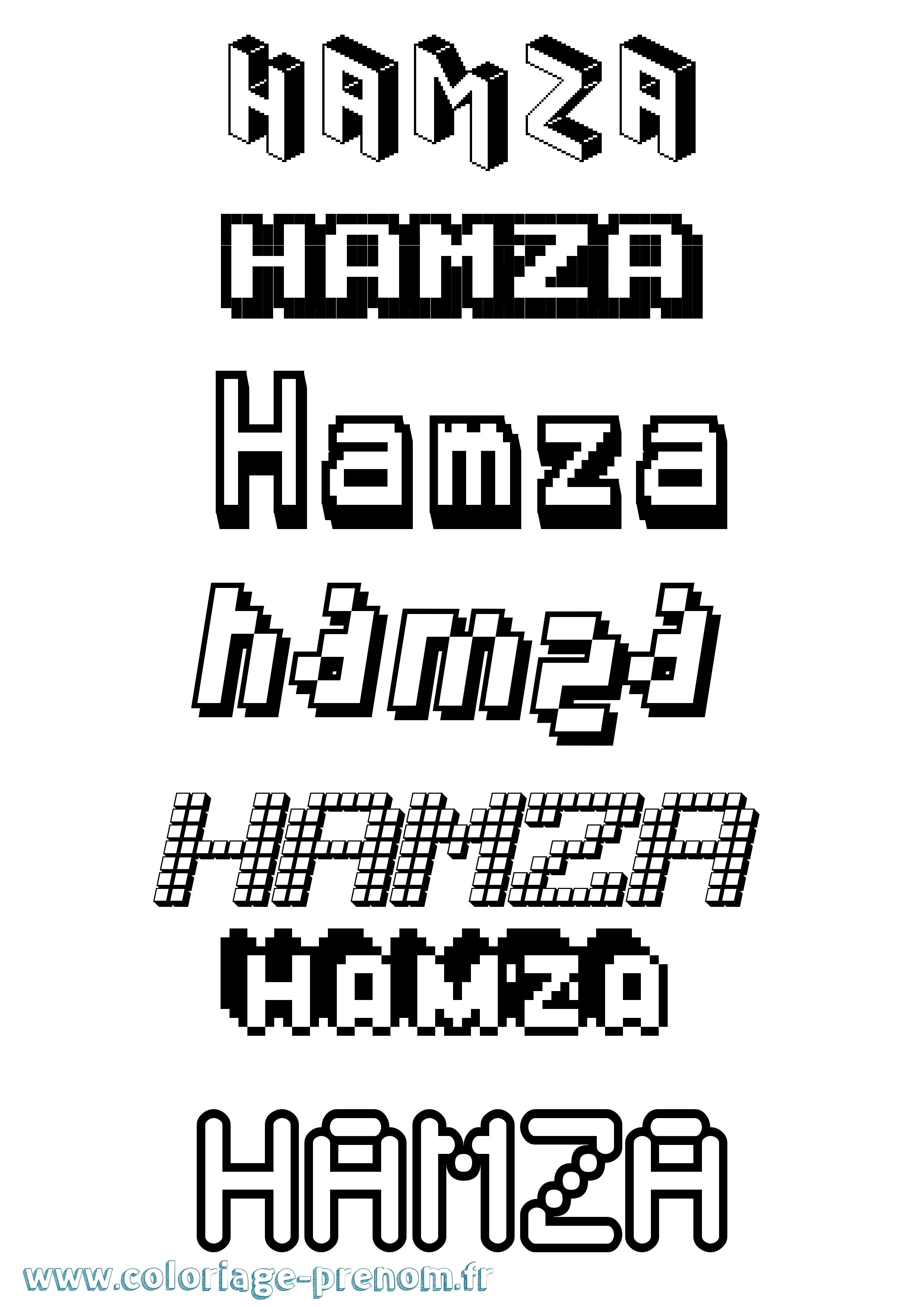 Coloriage Hamza Pixel Coloriage prénom Hamza Pixel